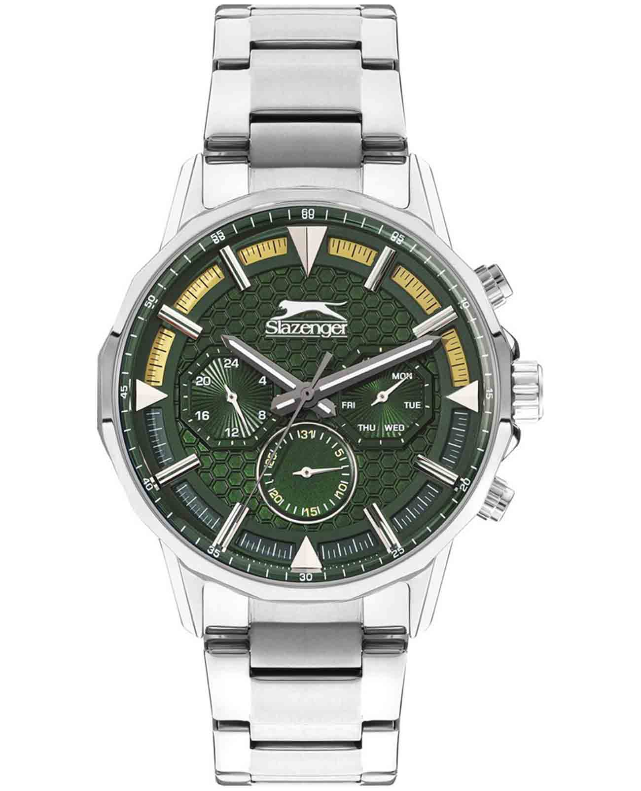 Slazenger Slazenger SL.09.2216.2.03  SL.09.2216.2.03 кварцевые мужские часы зеленый циферблат, браслет нержавеющая сталь — вид спереди