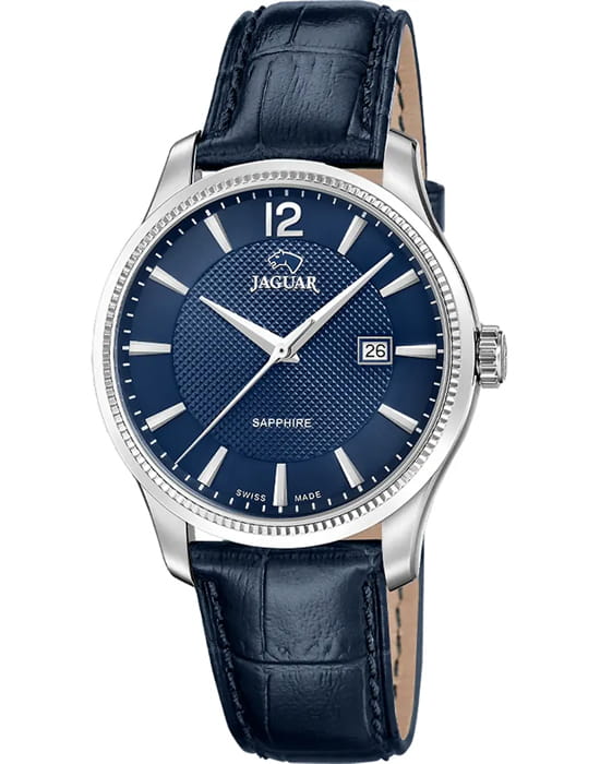 Jaguar Jaguar Acamar J1042/3  J1042/3 кварцевые мужские часы синий циферблат, браслет кожаный — вид спереди