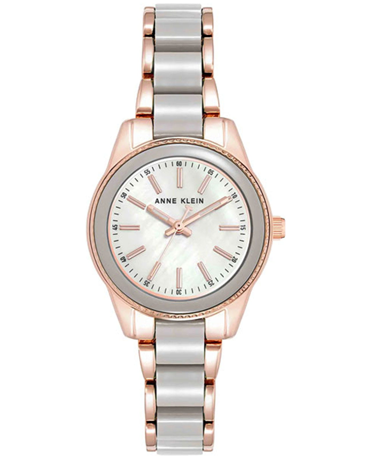 Anne Klein Anne Klein Plastic 3212TPRG  3212TPRG кварцевые женские часы перламутровый циферблат, браслет сталь c pvd покрытием + пластик — вид спереди