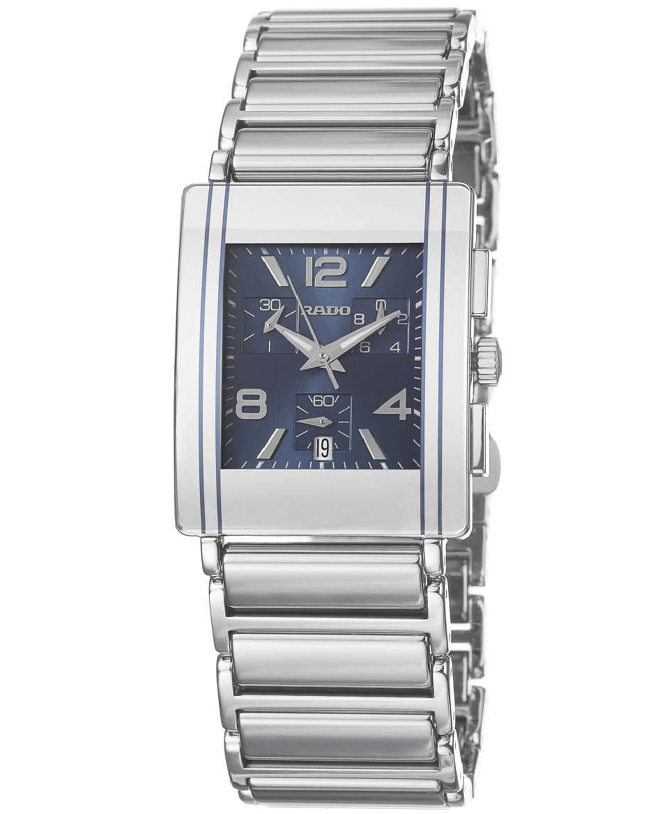 Rado Rado Integral R20591202  R20591202 кварцевые мужские часы синий циферблат, браслет сталь + керамические вставки — вид спереди