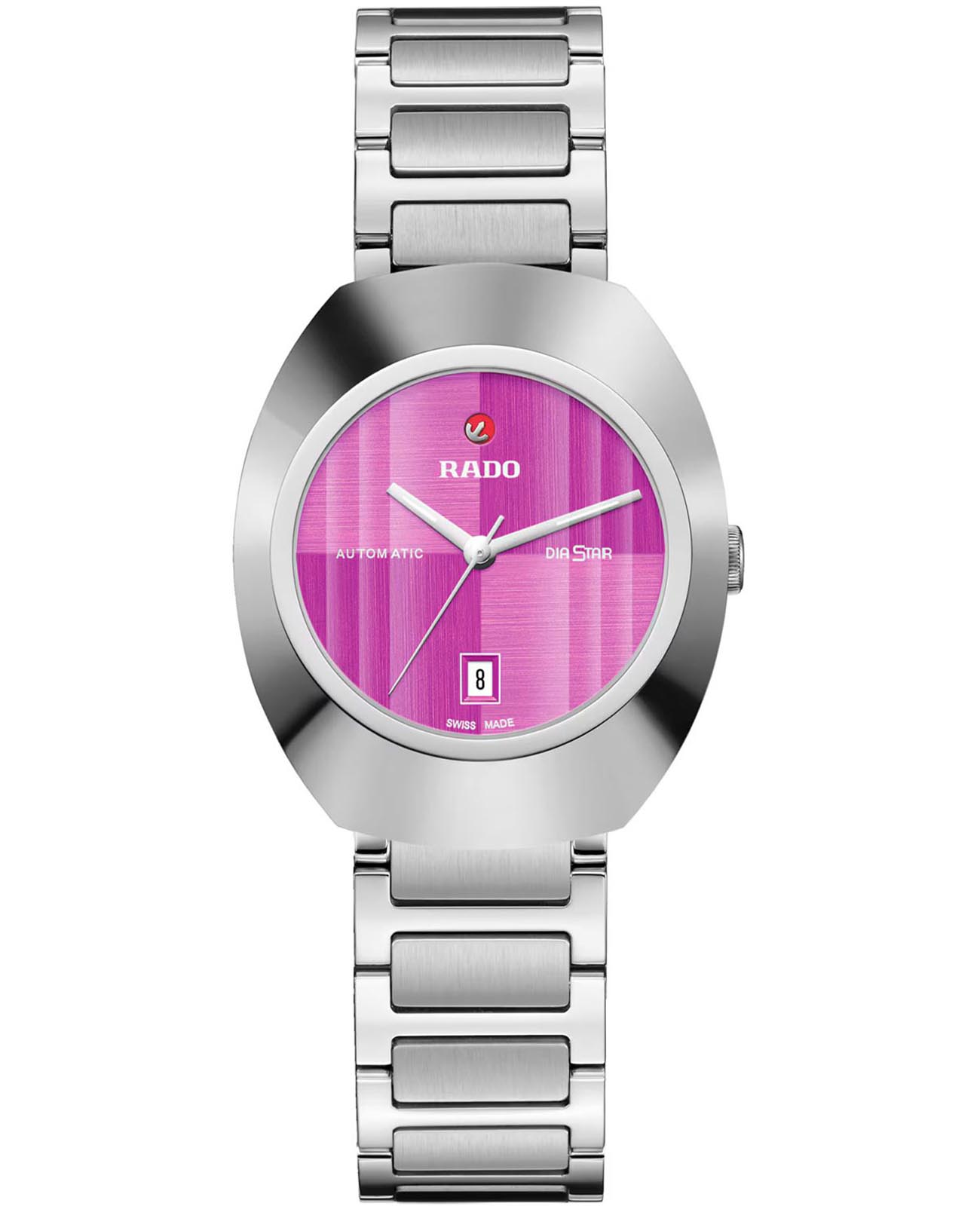 Rado Rado DiaStar Original R12170333  R12170333 механические женские часы розовый циферблат, браслет нержавеющая сталь — вид спереди