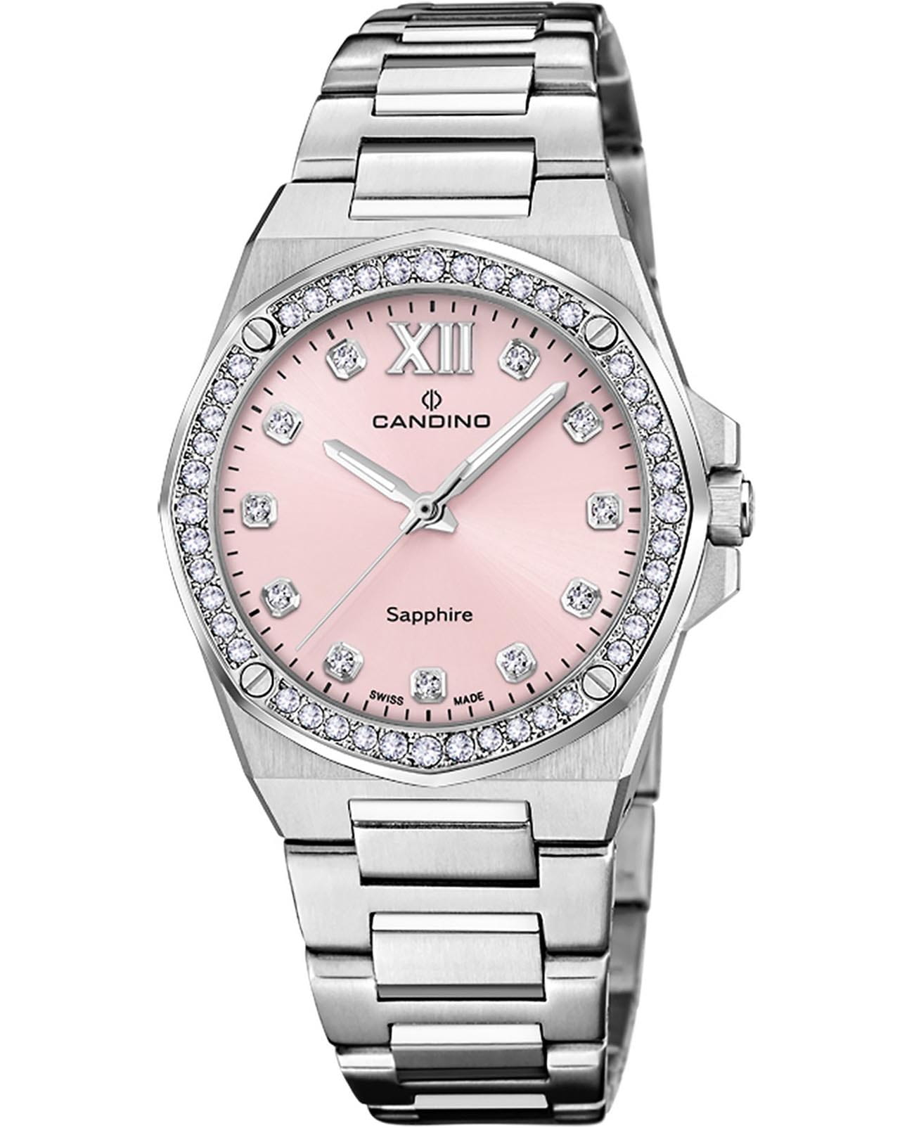 Candino Candino Lady Elegance C4751/4  C4751/4 кварцевые женские часы розовый циферблат, браслет нержавеющая сталь — вид спереди