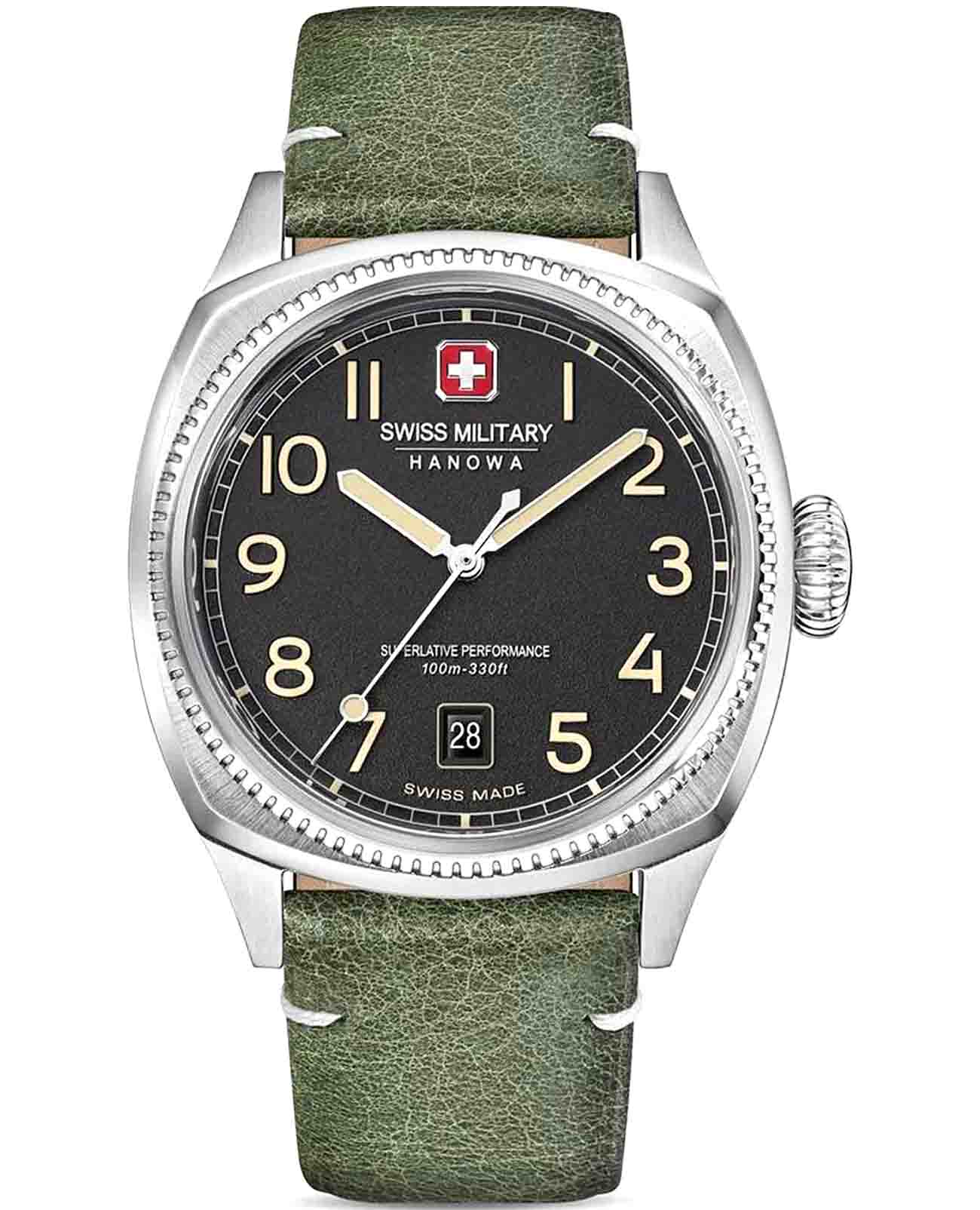 Swiss Military Hanowa Swiss Military Hanowa Condor SMWGB0003703  SMWGB0003703 кварцевые мужские часы черный циферблат, браслет кожаный — вид спереди