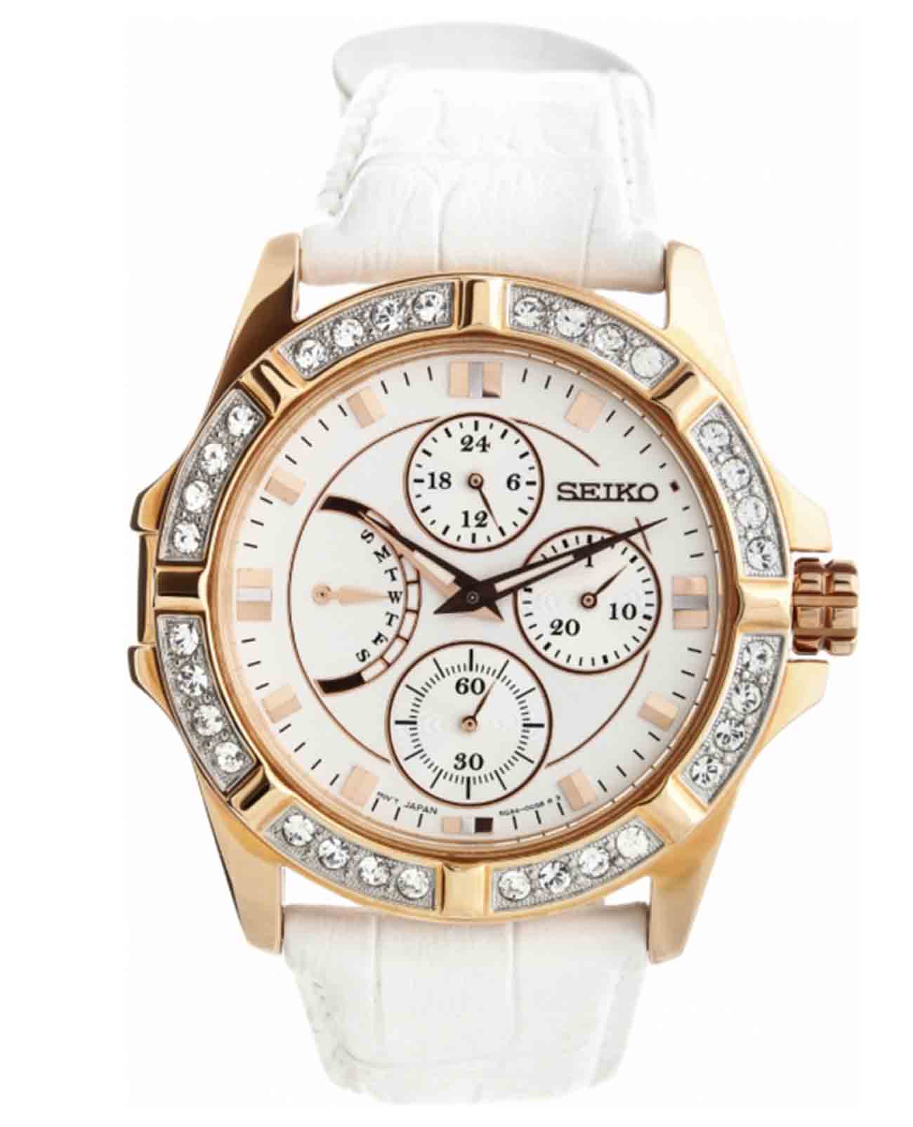 Seiko Seiko Lord srlz92p1  srlz92p1 кварцевые женские часы белый циферблат, браслет кожаный — вид спереди