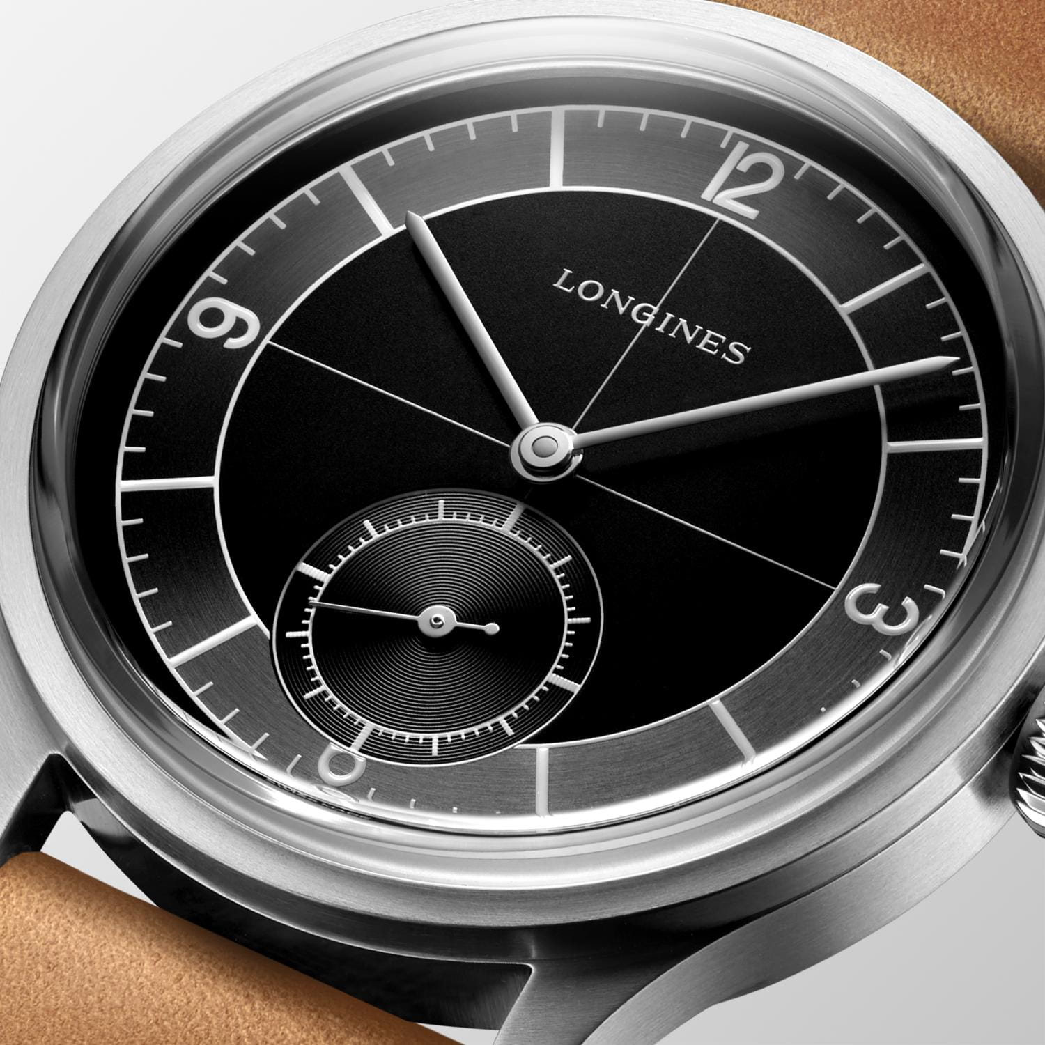 Longines Longines Heritage Classic L2.828.4.53.2 механические мужские часы часы крупный план черный циферблата