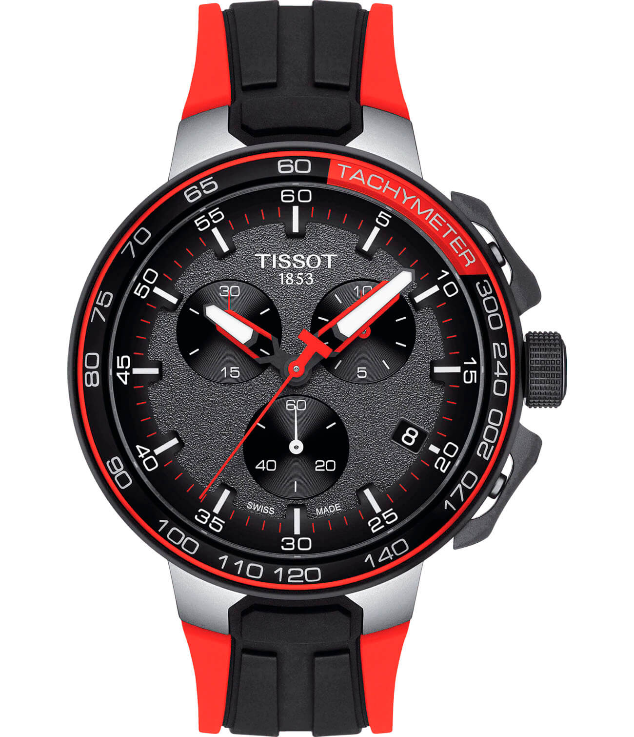 Tissot Tissot T-Race Cycling Chronograph T111.417.27.441.00 T Race Cycling T1114172744100 кварцевые мужские часы черный циферблат, браслет силикон — вид спереди