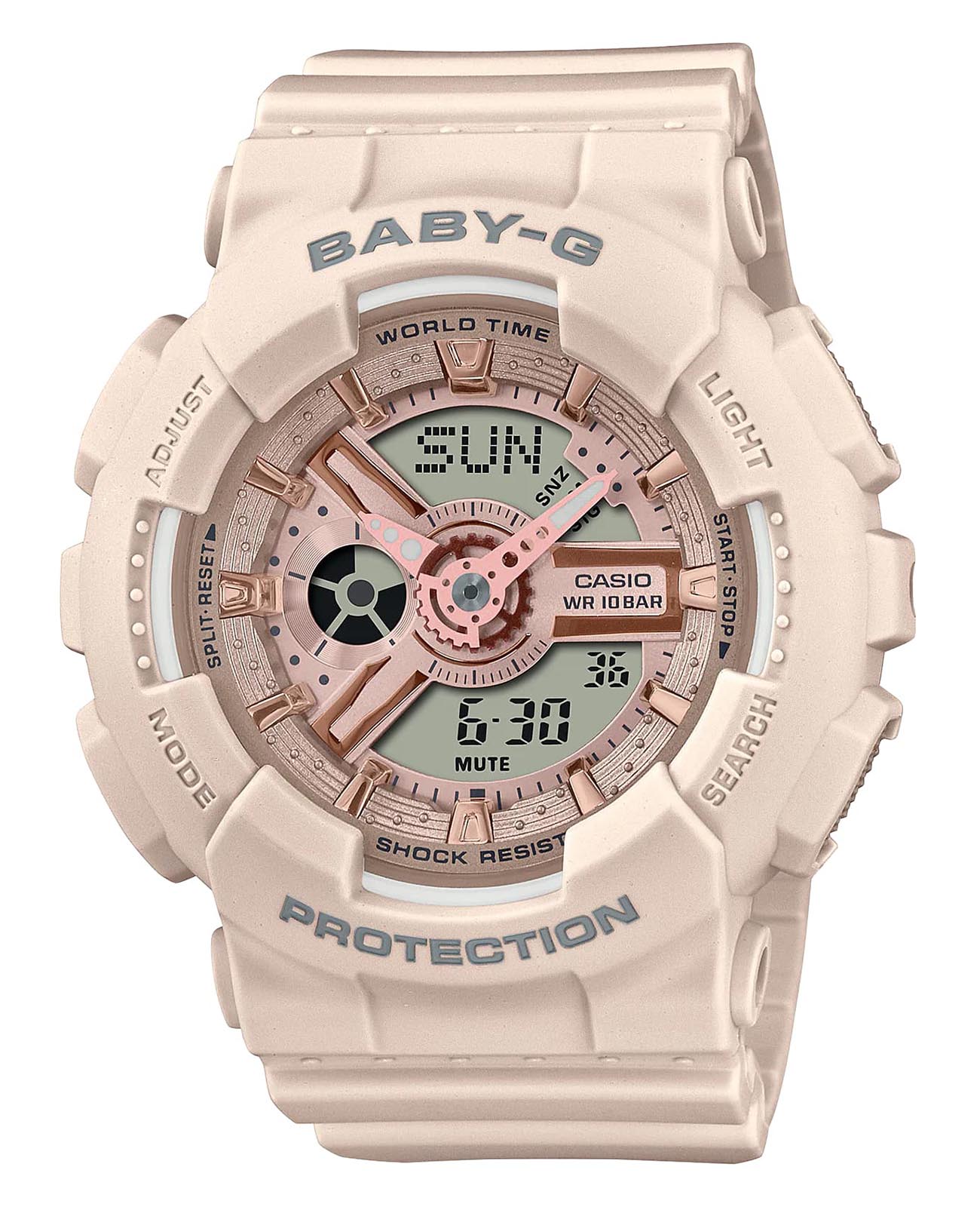 Casio Casio Baby-G BA-110XCP-4A  BA-110XCP-4A кварцевые женские часы розовый циферблат, браслет полимер — вид спереди