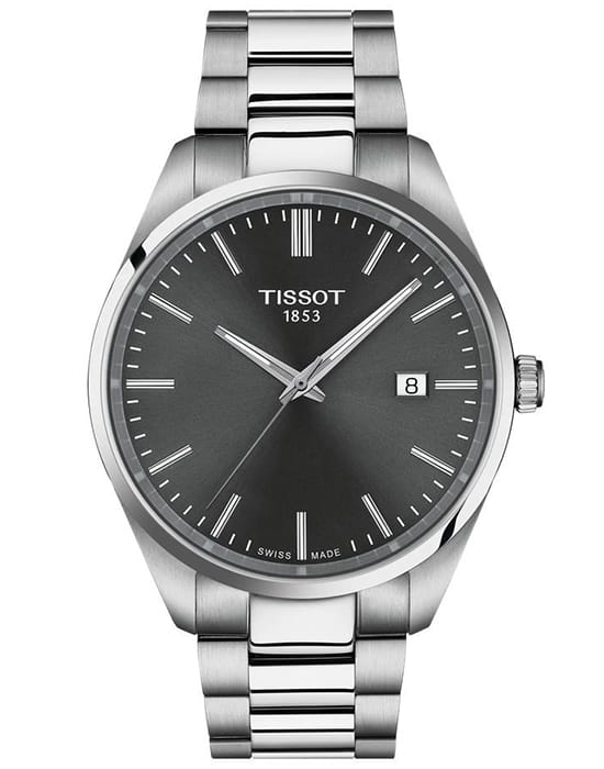 Tissot Tissot PR 100 Quartz 40mm T150.410.11.081.00 PR 100 T1504101108100 кварцевые мужские часы черный циферблат, браслет нержавеющая сталь — вид спереди