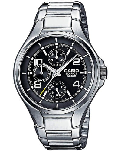 Casio Casio Edifice EF-316D-1A EF EF-316D-1AVEG кварцевые мужские часы черный циферблат, браслет нержавеющая сталь — вид спереди