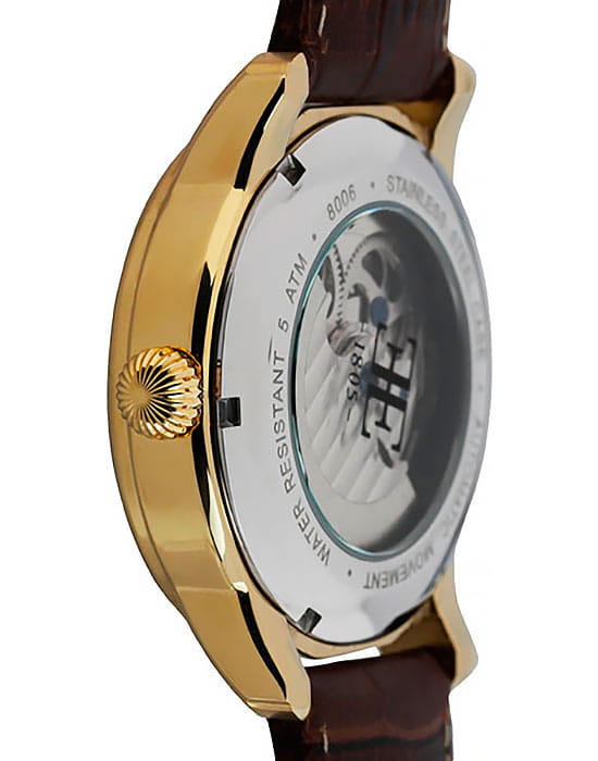 Earnshaw Earnshaw Longitude ES-8006-02,  англия мужские часы на браслете кожаный боковой вид