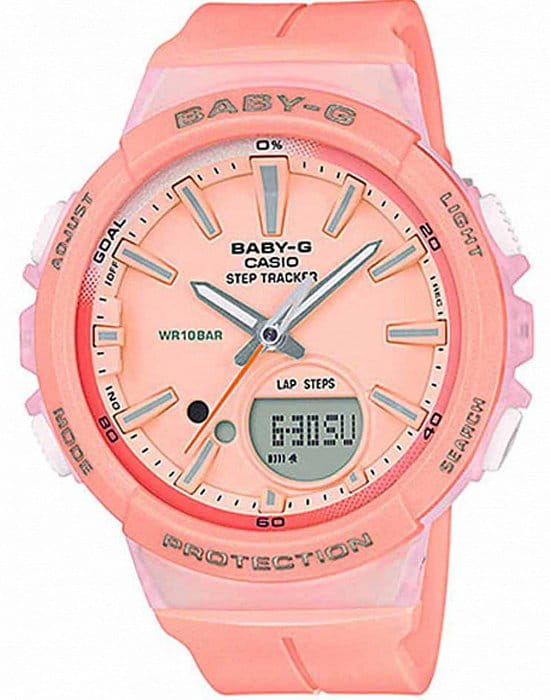 Casio Casio Baby-G BGS-100-4AER  BGS-100-4AER кварцевые женские часы розовый циферблат, браслет полимер — вид спереди