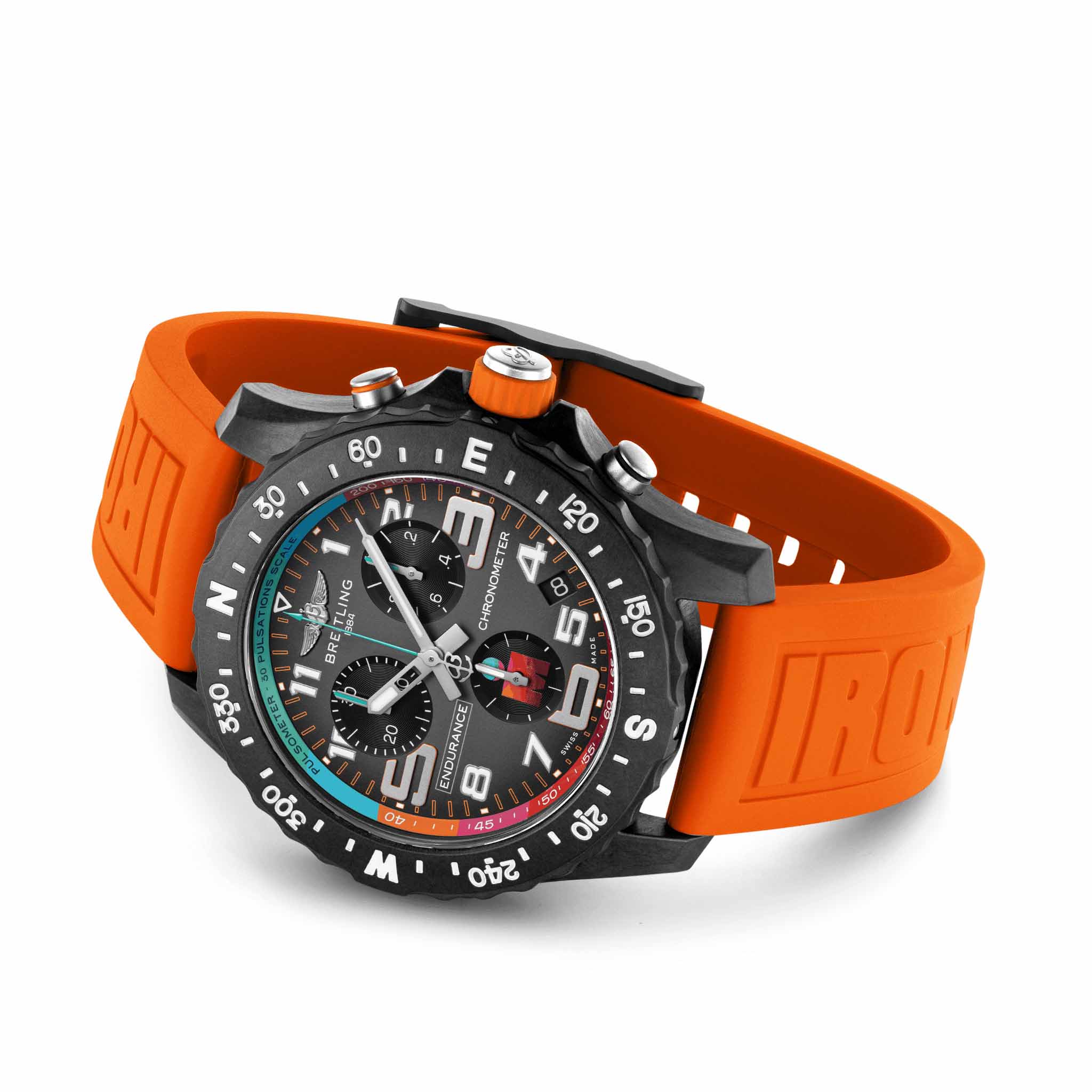 Breitling Breitling Endurance Pro IRONMAN® X823101A1M1S1 70.3 World Championship, professional швейцария мужские часы на браслете каучук боковой вид
