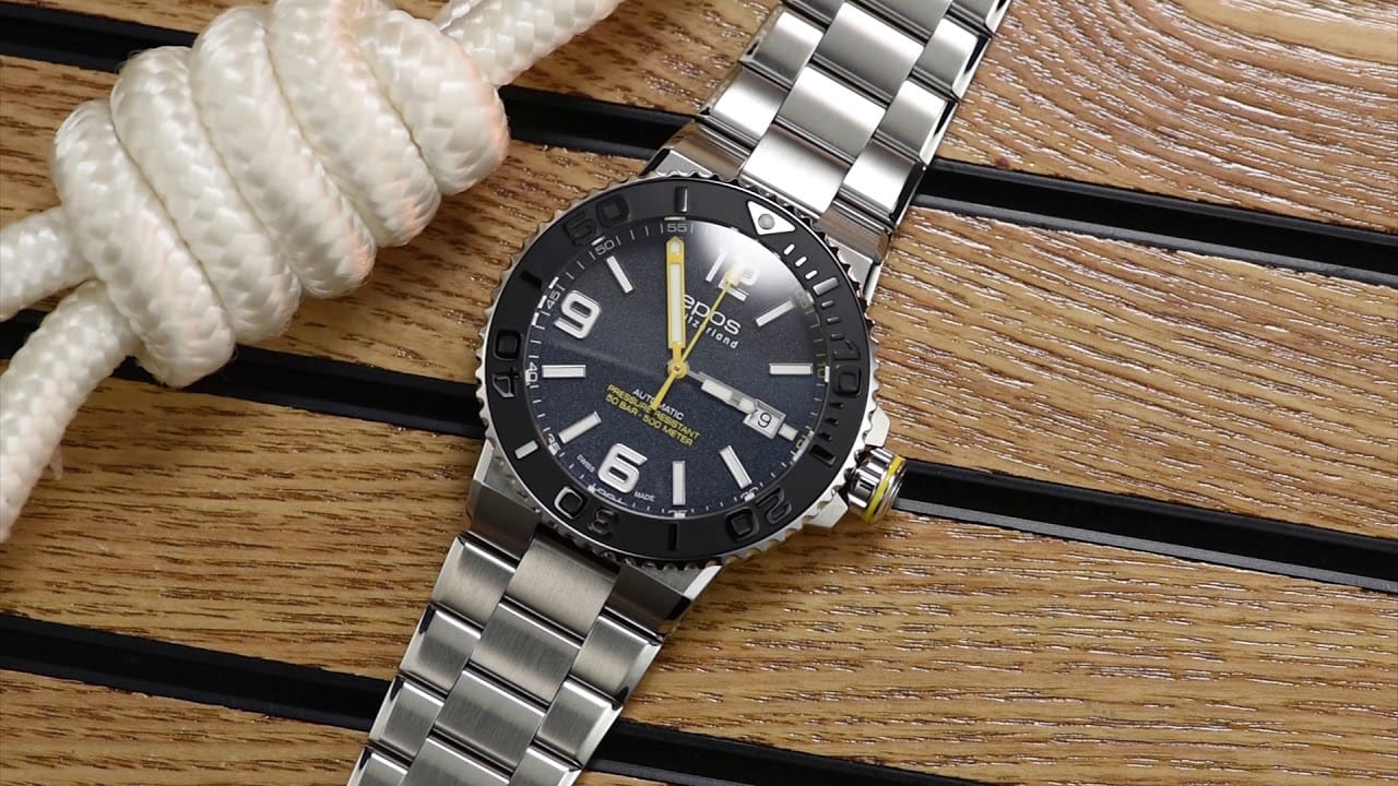 Оригинальные часы Epos Epos Diver 3441.131.20.55.30 механические калибр механизма eta 2824-2 общий вид