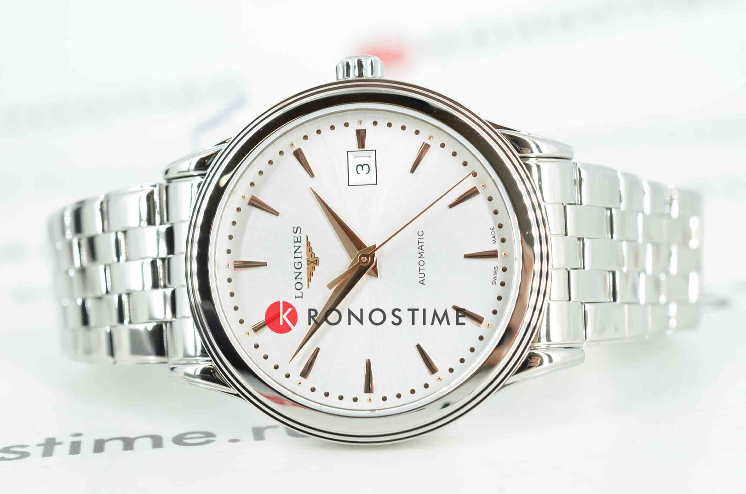 Longines Longines Flagship  L4.984.4.70.6, flagship швейцария мужские часы на браслете нержавеющая сталь боковой вид
