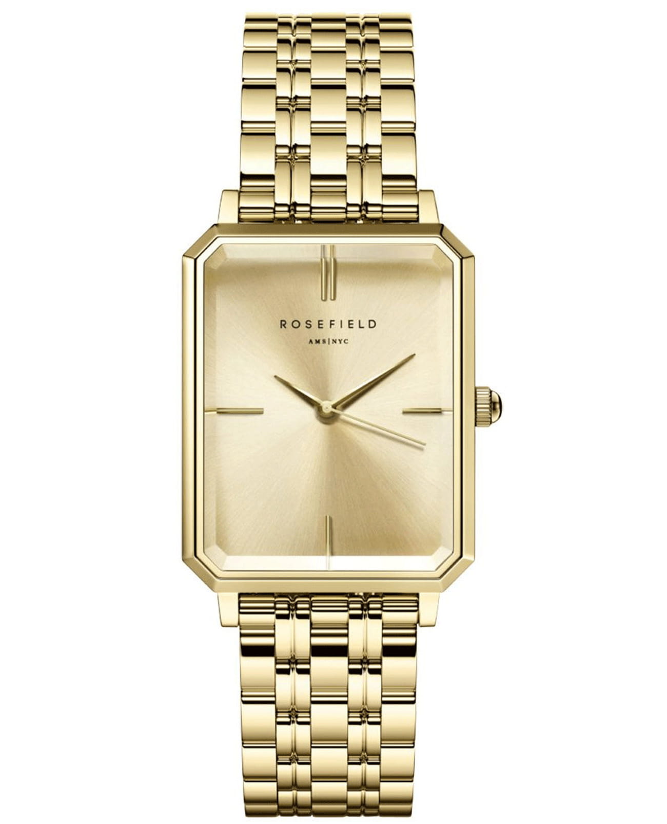 Rosefield Rosefield The Octagon OCGSG-O65  OCGSG-O65 кварцевые женские часы золотой циферблат, браслет сталь c pvd покрытием — вид спереди