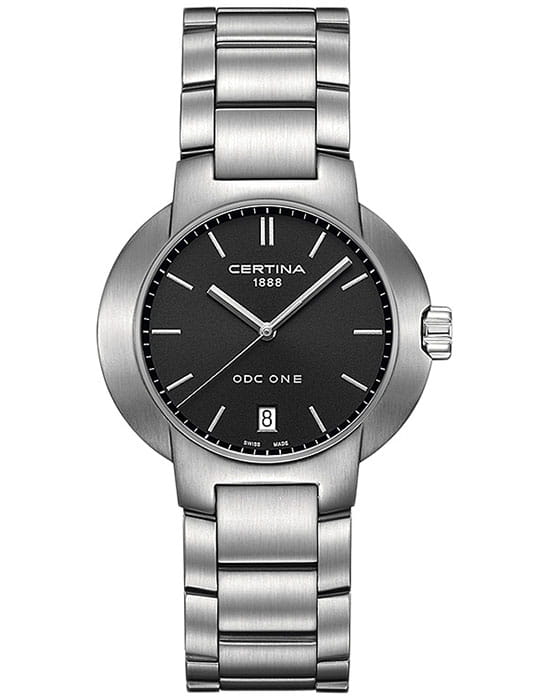 Certina Certina C260.1110.42.60  C26011104260 кварцевые женские часы черный циферблат, браслет нержавеющая сталь — вид спереди