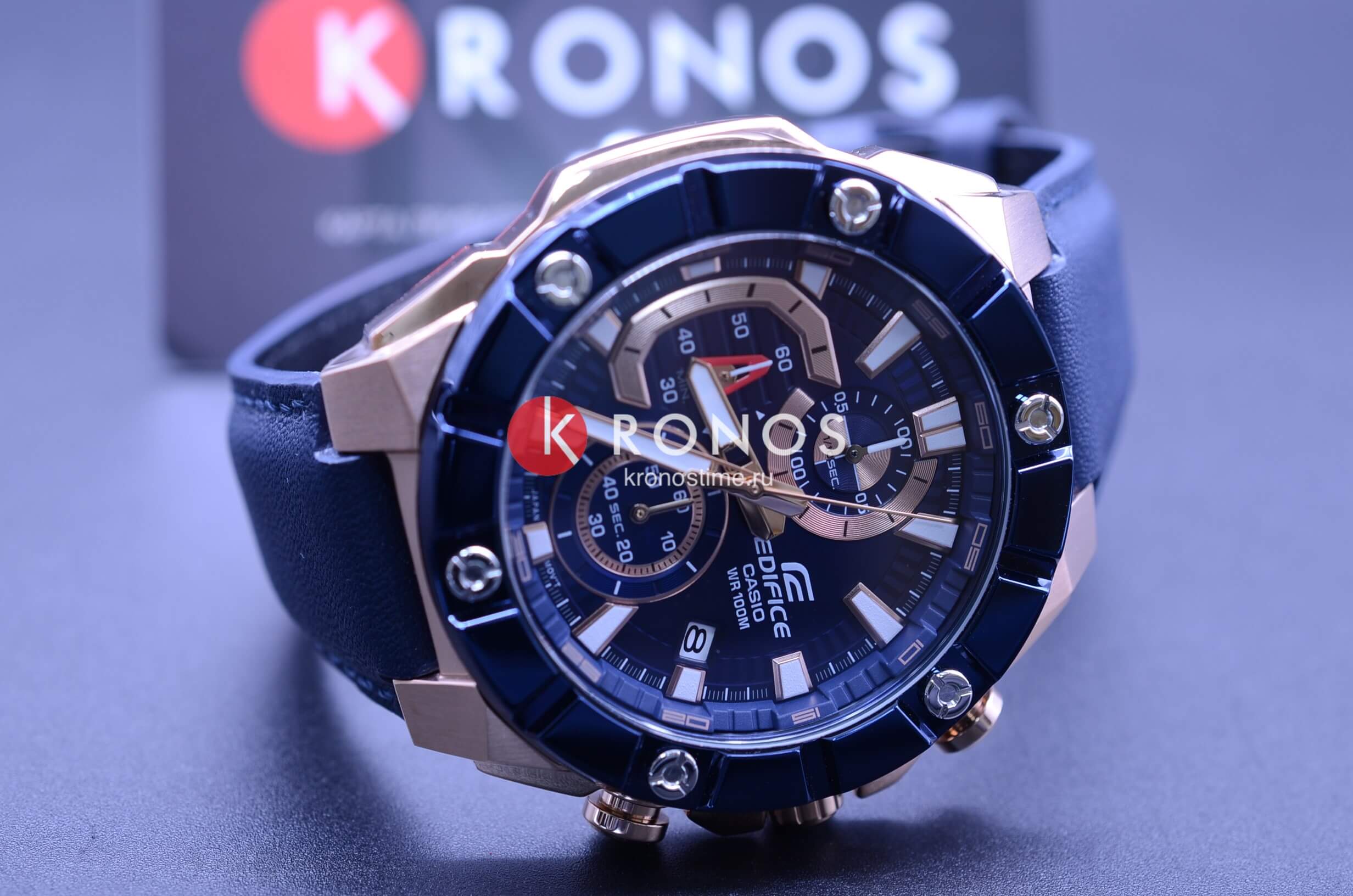 Casio Casio Edifice EFR-569BL-2A мужские часы синий циферблат на запястье