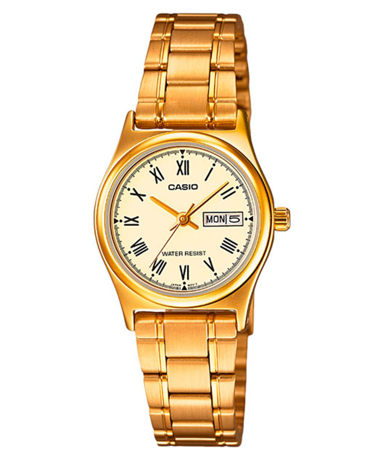 Casio Casio Collection LTP-V006G-9B  LTP-V006G-9B кварцевые женские часы шампань циферблат, браслет нержавеющая сталь с ip-покрытием — вид спереди