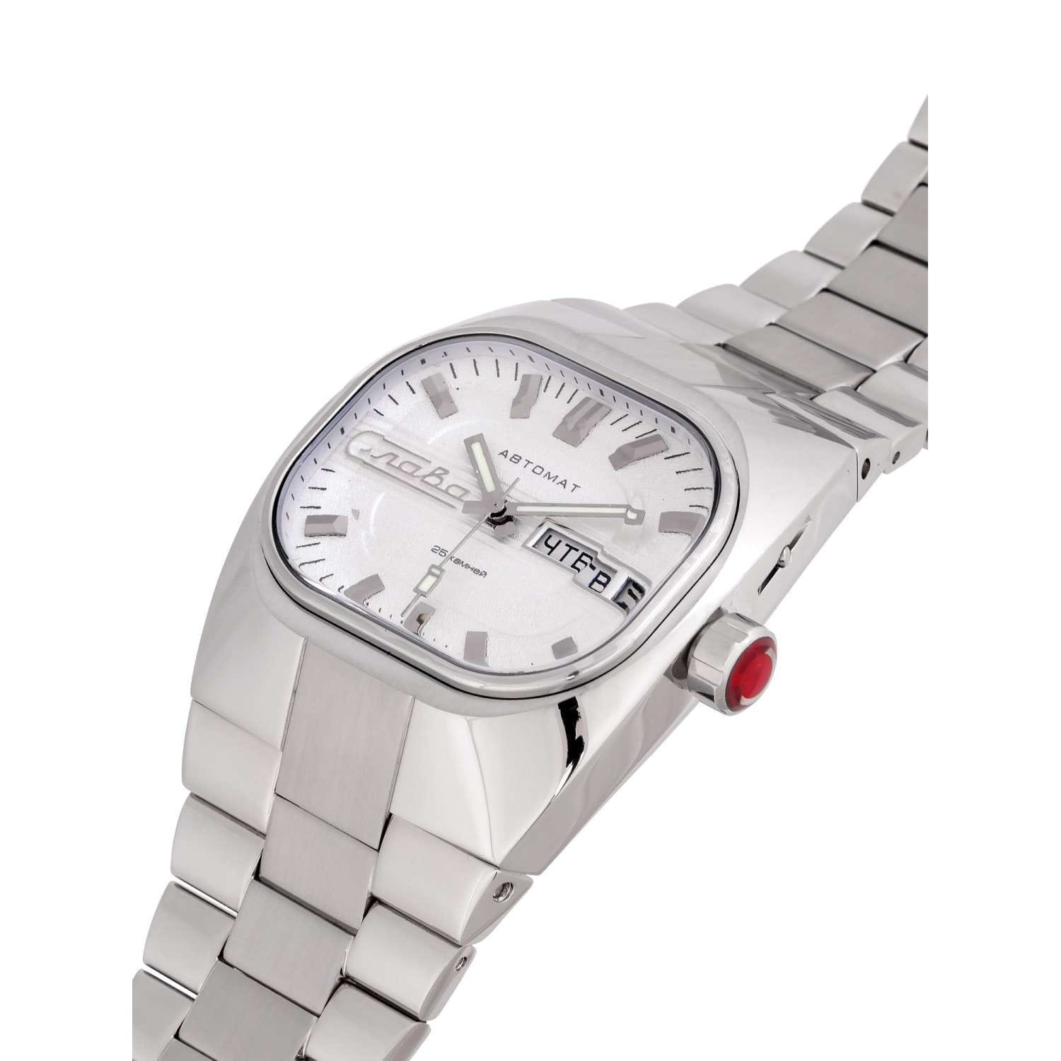 Слава Слава Танк 4320690/100-2427 механические мужские часы часы крупный план белый циферблата