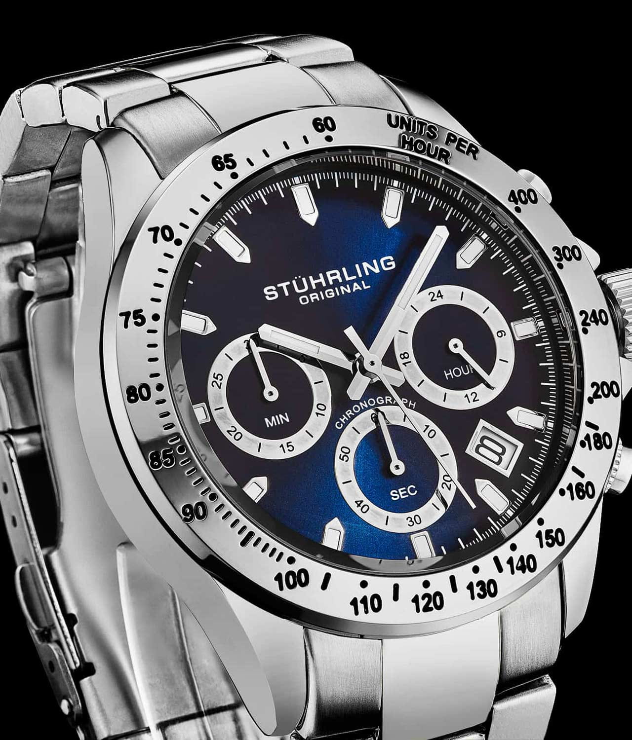 Stuhrling Stuhrling Monaco 3960.2,  сша мужские часы на браслете нержавеющая сталь боковой вид