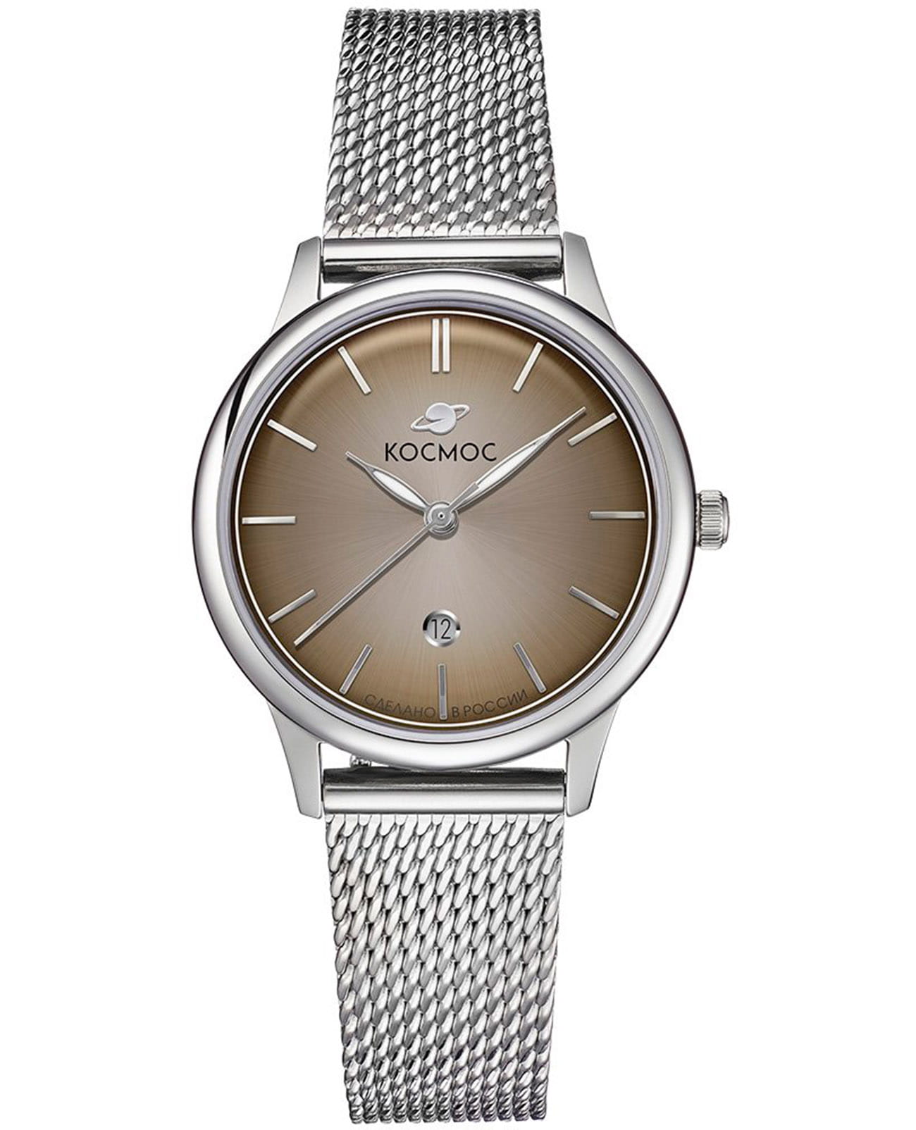 Космос Космос Созвездие K 601.12.32 M  K 601.12.32 M кварцевые женские часы бежевый циферблат, браслет нержавеющая сталь — вид спереди