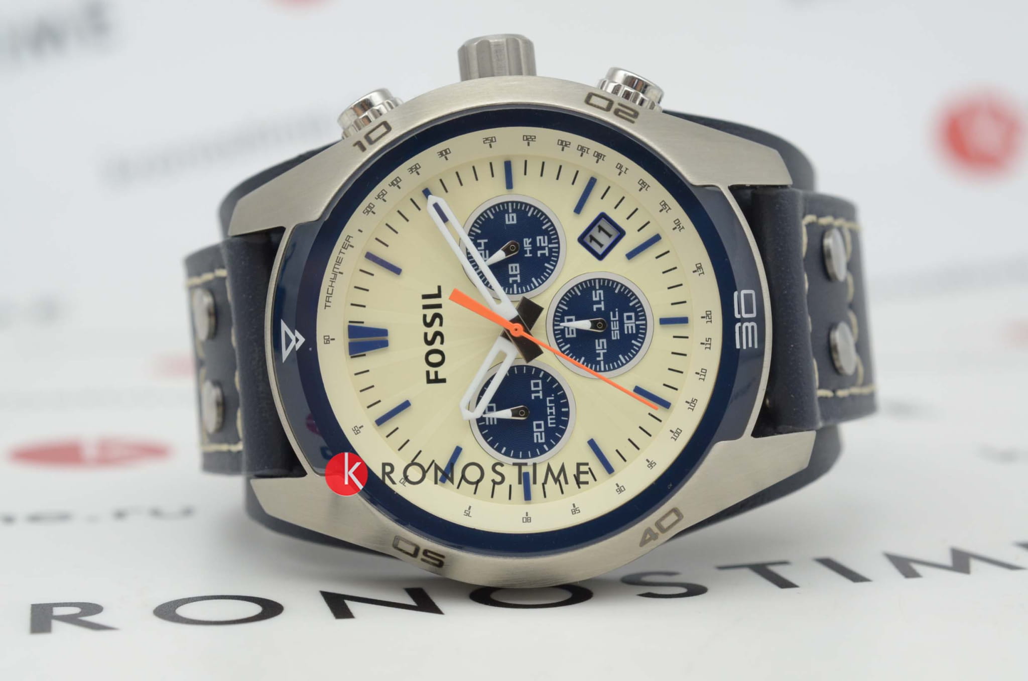 Fossil Fossil Bannon CH3051,  сша мужские часы на браслете кожа + текстиль боковой вид