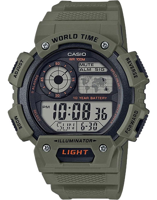 Casio Casio Collection AE-1400WH-3A  AE-1400WH-3A кварцевые мужские часы серый циферблат, браслет пластик — вид спереди