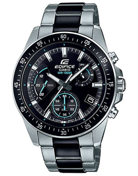 Casio Casio Edifice EFV-540SBK-1A EFV EFV-540SBK-1AV кварцевые мужские часы черный циферблат, браслет сталь c pvd покрытием — вид спереди