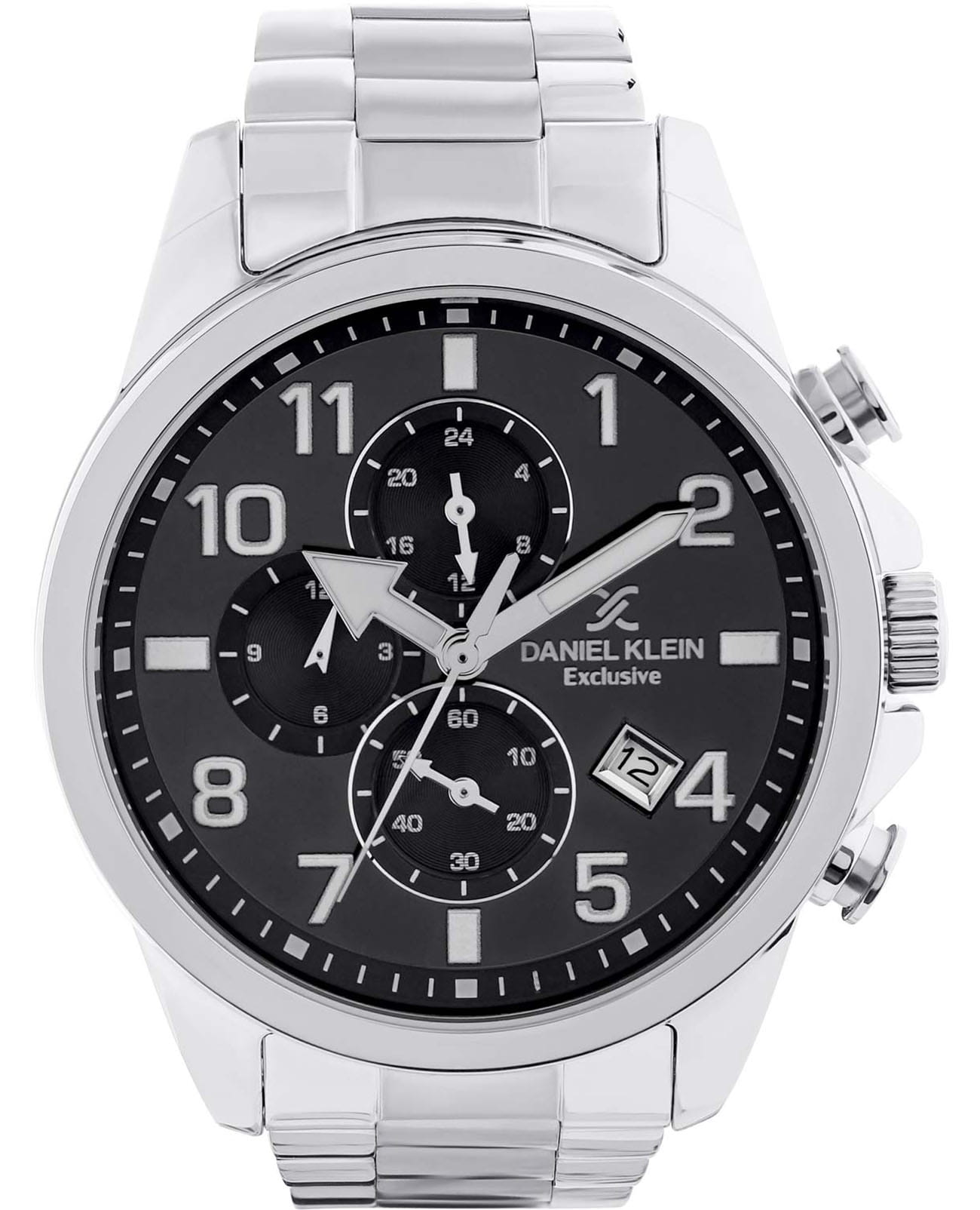 Daniel Klein Daniel Klein Exclusive DK.1.13633-1  DK.1.13633-1 кварцевые мужские часы черный циферблат, браслет нержавеющая сталь — вид спереди