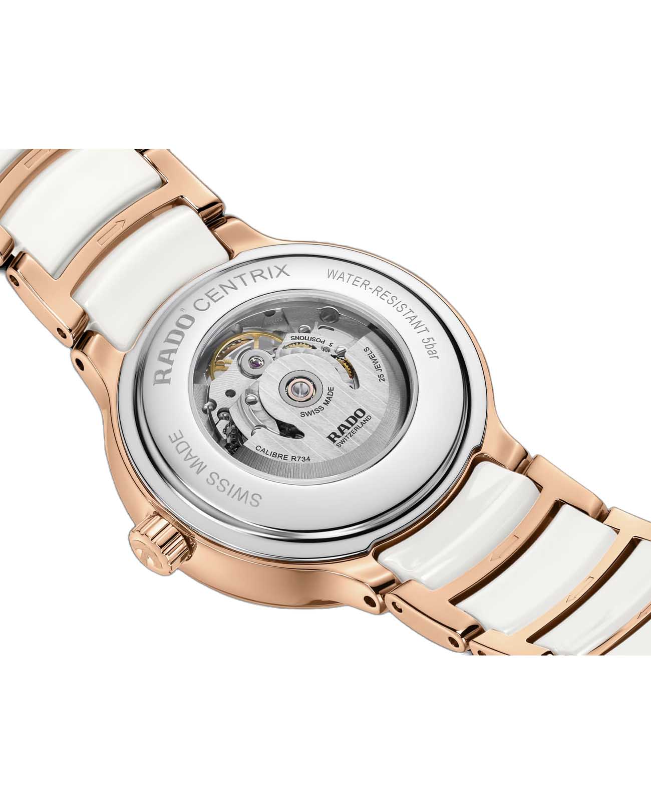 Rado Rado Centrix Automatic Diamonds Open Heart R30029922, centrix швейцария женские часы на браслете высокотехнологичная керамика + нержавеющая сталь с pvd покрытием боковой вид