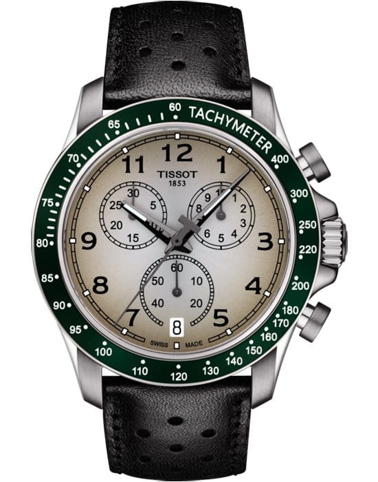 Tissot Tissot V8 Quartz Chronograph T106.417.16.032.00 V8  T1064171603200 кварцевые мужские часы бежевый циферблат, браслет кожаный — вид спереди