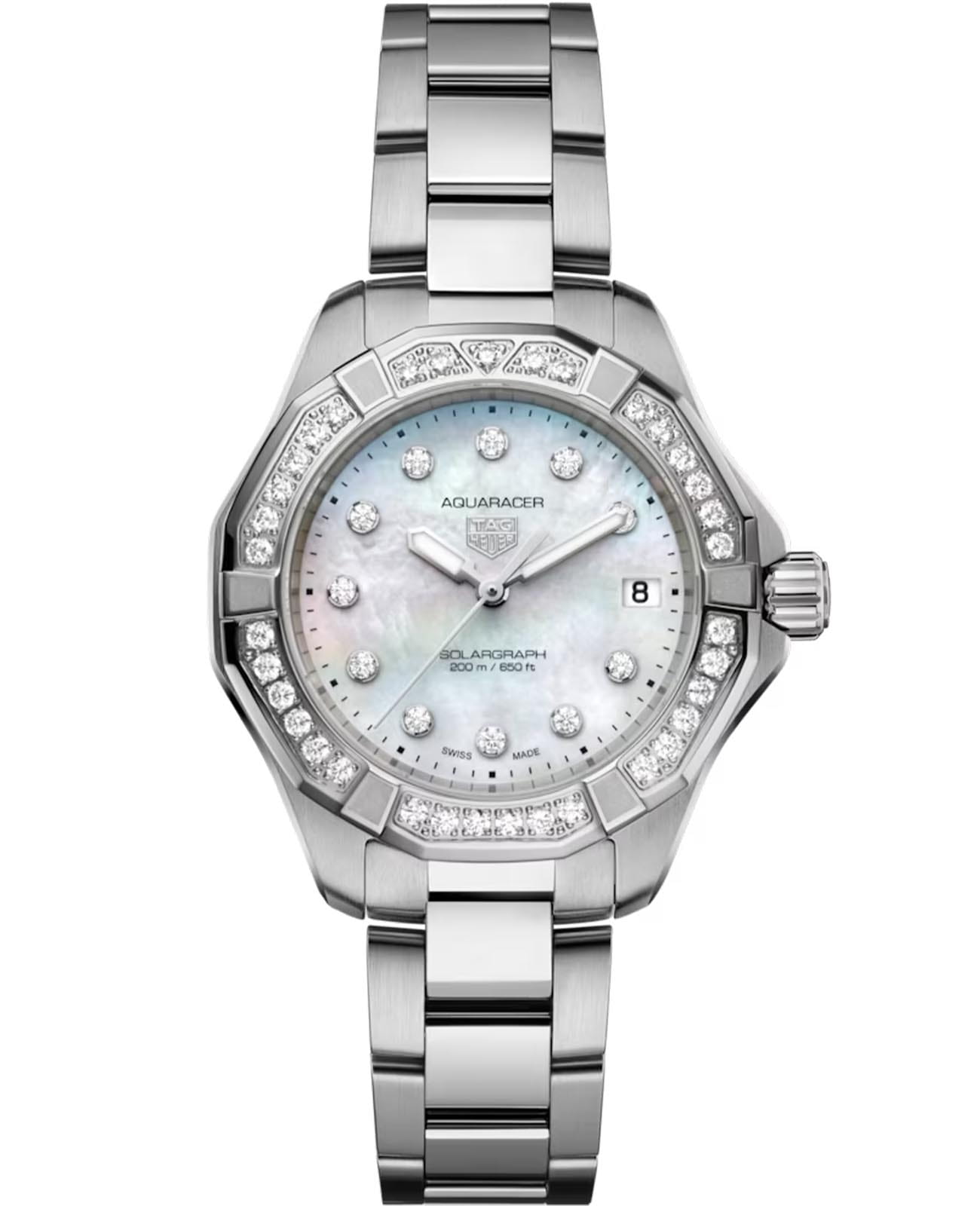 TAG Heuer TAG Heuer Aquaracer Professional Solargraph WBP1314.BA0005  WBP1314.BA0005 кварцевые женские часы перламутровый циферблат, браслет нержавеющая сталь — вид спереди