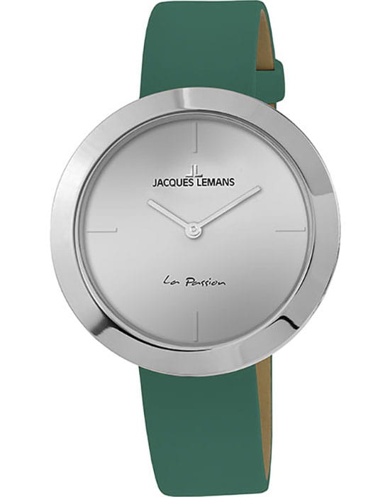 Jacques Lemans Jacques Lemans La Passion 1-2031E  1-2031E кварцевые женские часы серебристый циферблат, браслет кожаный — вид спереди
