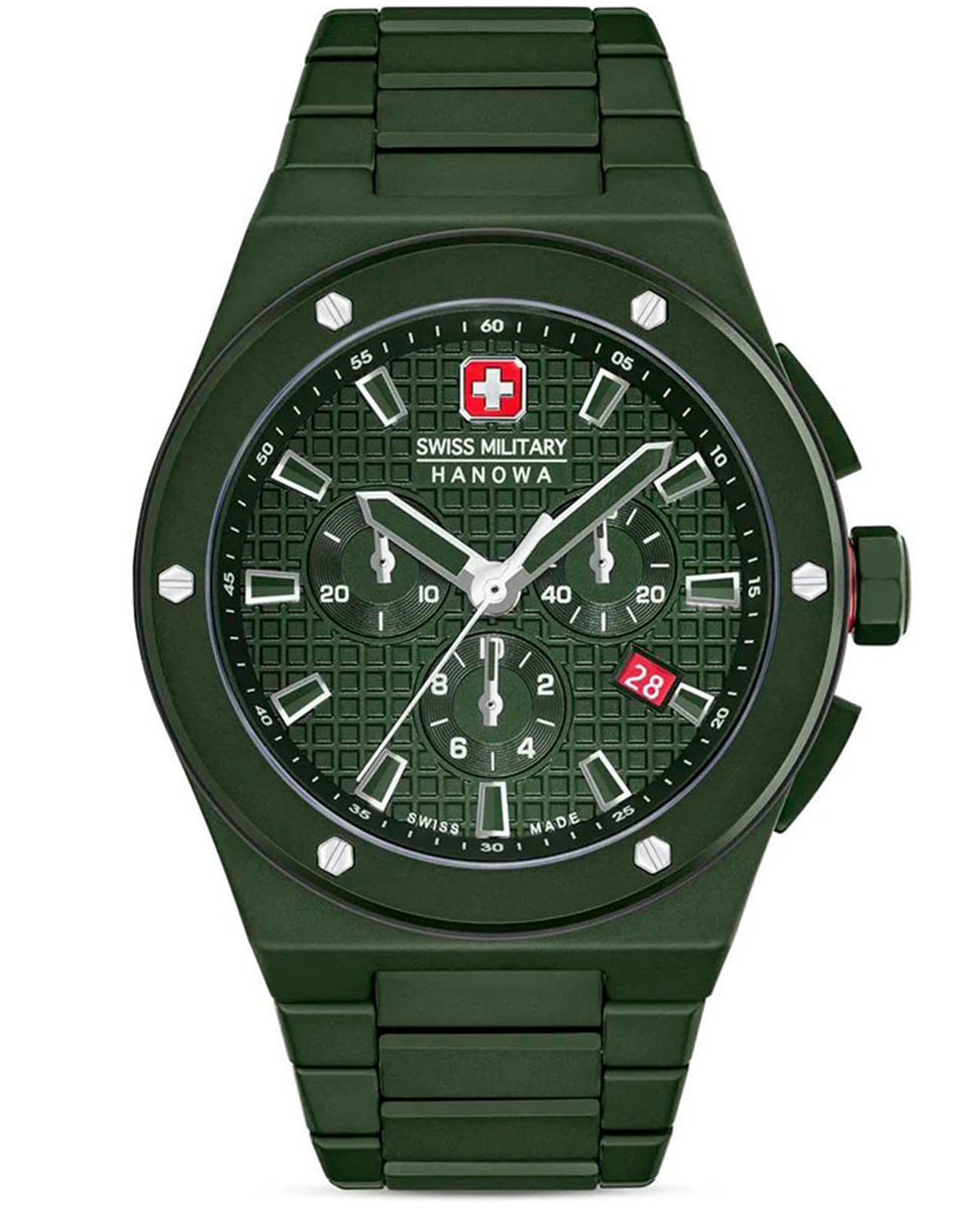 Swiss Military Hanowa Swiss Military Hanowa Sidewinder Ceramic SMWGI0002282  SMWGI0002282 кварцевые мужские часы зеленый циферблат, браслет керамика — вид спереди