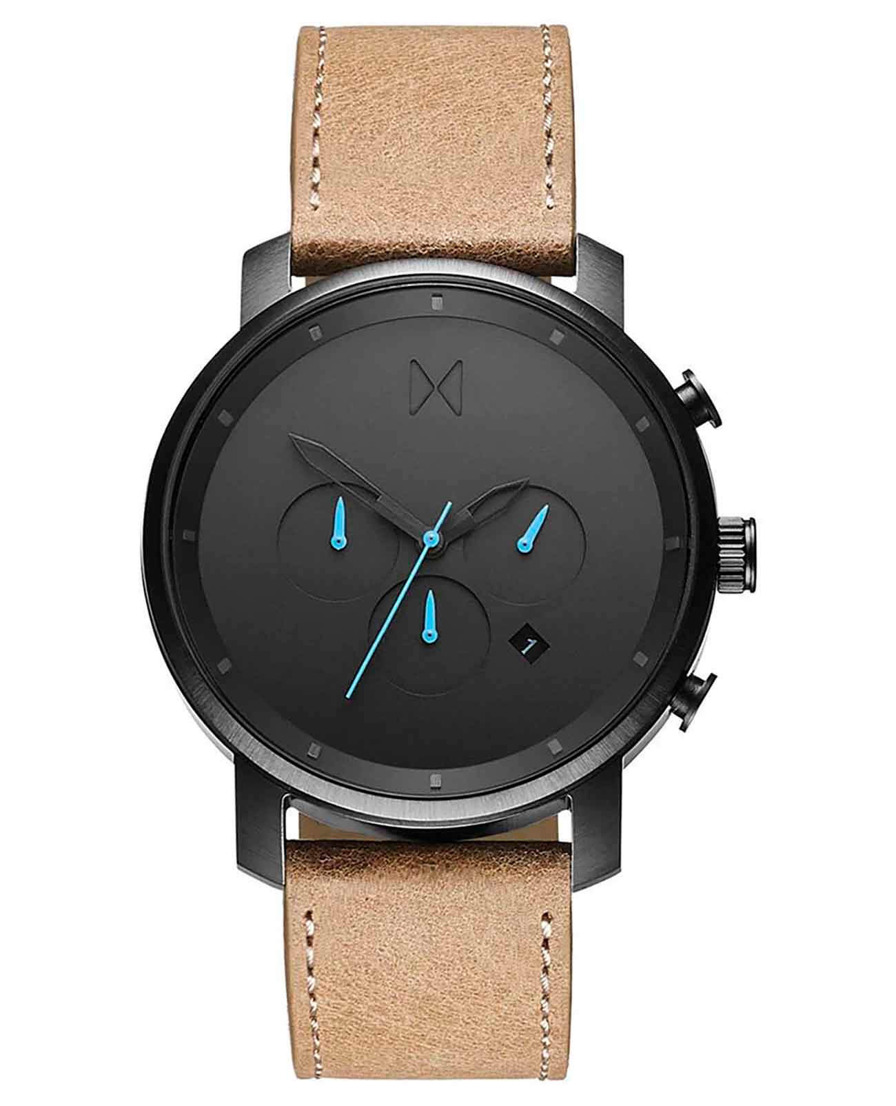 MVMT MVMT Chrono D-MC01GML  D-MC01GML кварцевые мужские часы черный циферблат, браслет кожаный — вид спереди