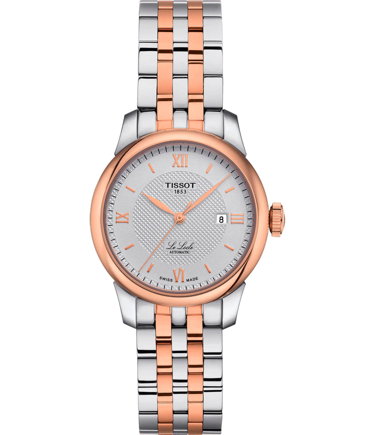 Tissot Tissot Le Locle Automatic Lady T006.207.22.038.00 Le Locle Automatic T0062072203800 механические женские часы белый циферблат, браслет сталь c pvd покрытием — вид спереди