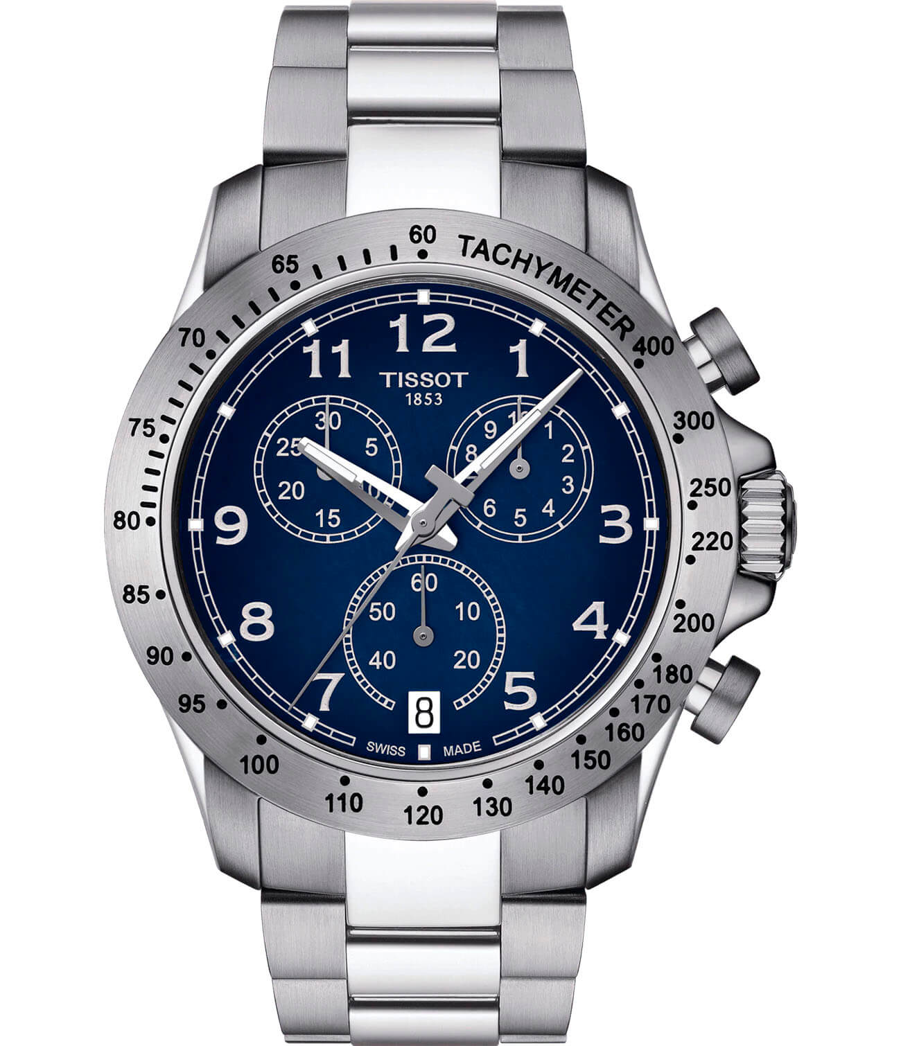 Tissot Tissot V8 Quartz Chronograph T106.417.11.042.00 V8  T1064171104200 кварцевые мужские часы синий циферблат, браслет нержавеющая сталь — вид спереди