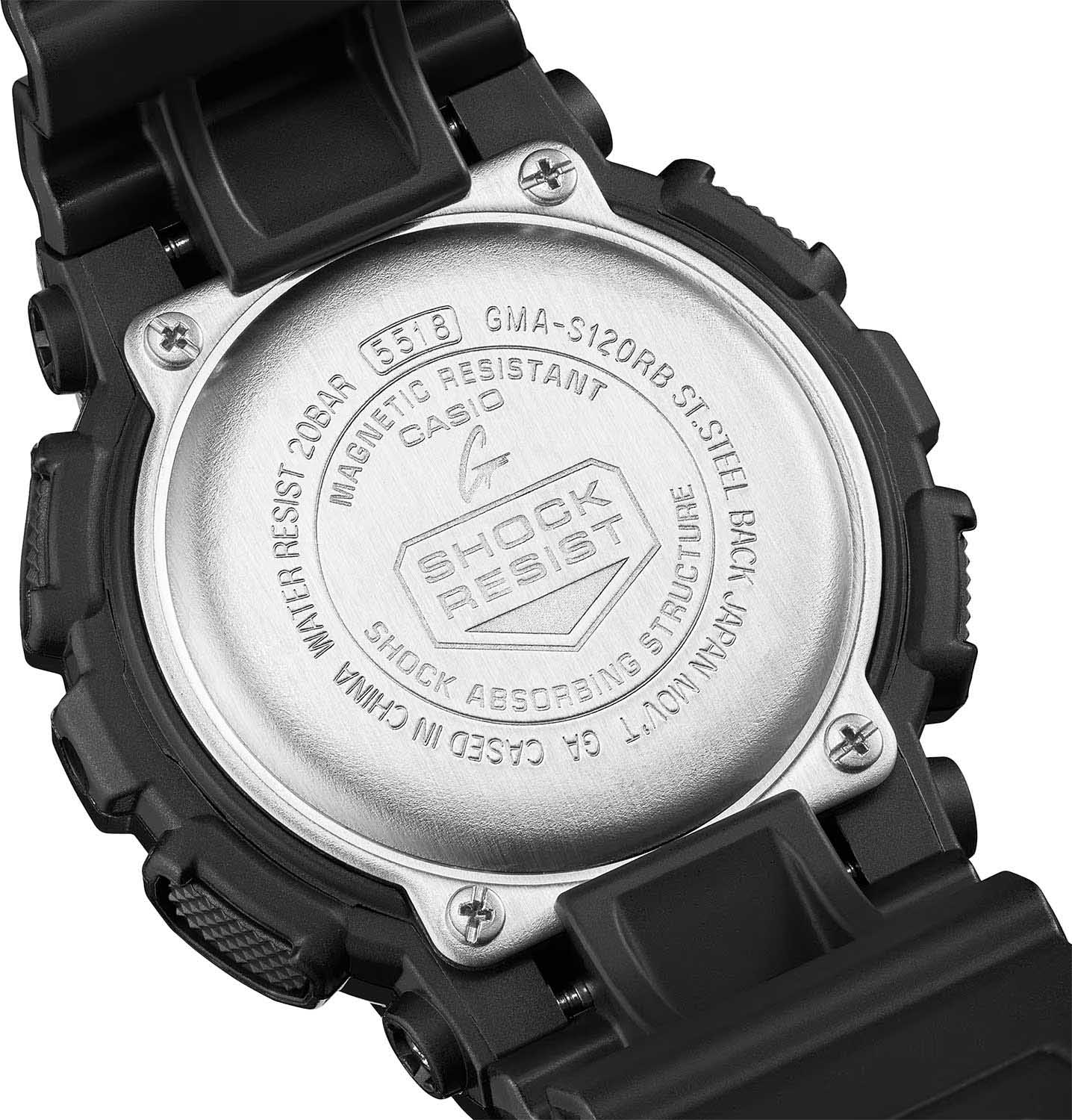 Casio Casio G-Shock GMA-S120RB-1ADR (GMA-S120RB-1a) электронные женские часы часы крупный план розовый циферблата