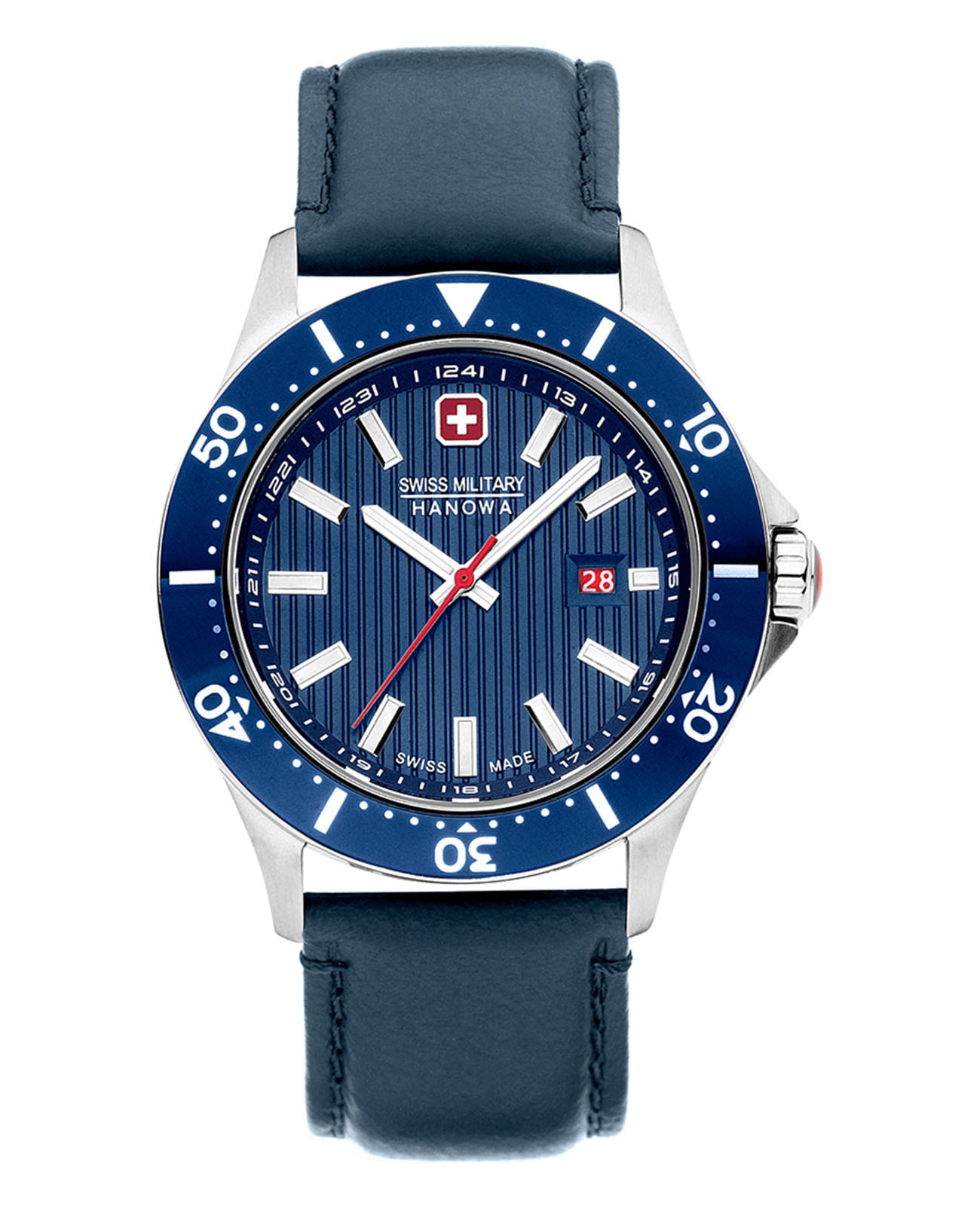 Swiss Military Hanowa Swiss Military Hanowa Flagship X SMWGB2100607  SMWGB2100607 кварцевые мужские часы синий циферблат, браслет кожаный — вид спереди