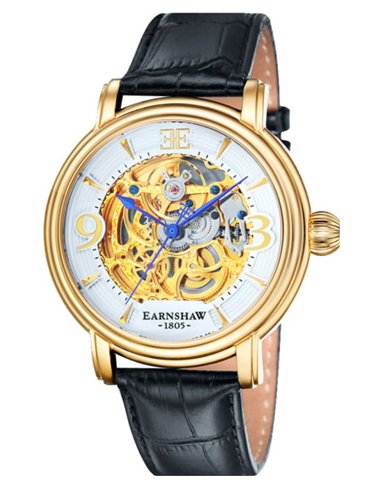 Earnshaw Earnshaw ES-8011-04  ES-8011-04 механические мужские часы  циферблат, браслет кожаный — вид спереди