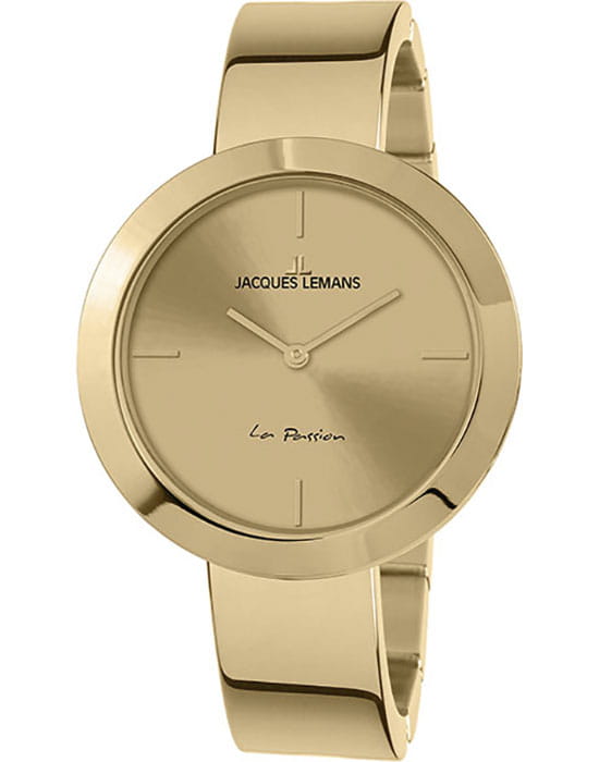 Jacques Lemans Jacques Lemans La Passion 1-2031K  1-2031K кварцевые женские часы золотой циферблат, браслет сталь с ip покрытием — вид спереди