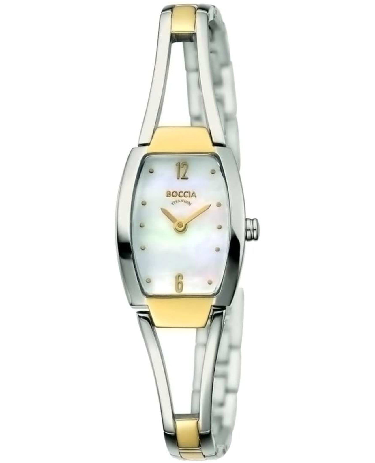Boccia Titanium Boccia Titanium Barrel 3262-02  3262-02 кварцевые женские часы перламутровый циферблат, браслет титановый c pvd покрытием — вид спереди