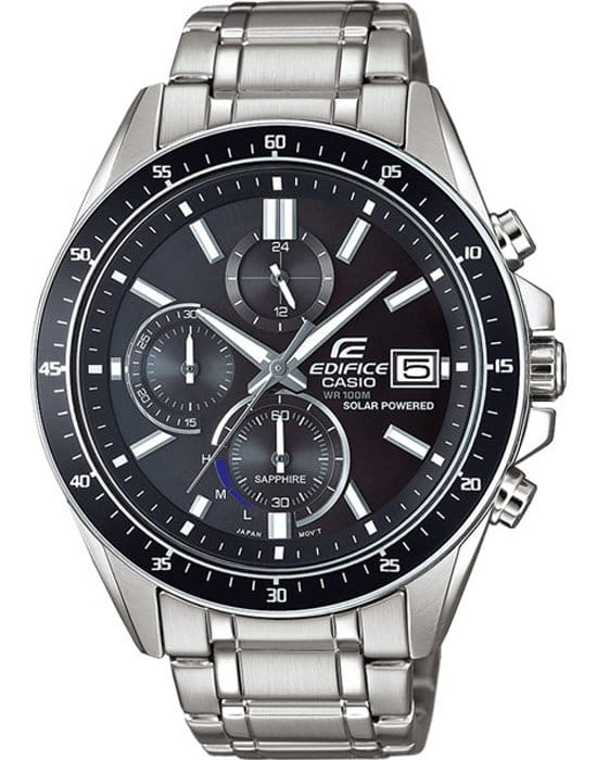 Casio Casio Edifice EFS-S510D-1A EFS EFS-S510D-1AVUEF автокварц (кинетик) мужские часы черный циферблат, браслет нержавеющая сталь — вид спереди
