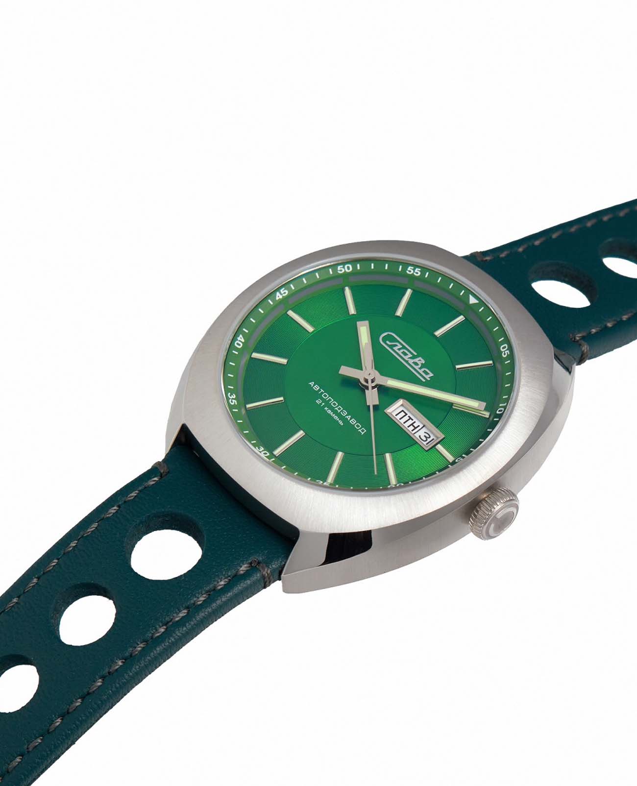 Слава Слава Мир 3010701/300-8205,  россия мужские часы на браслете кожаный боковой вид