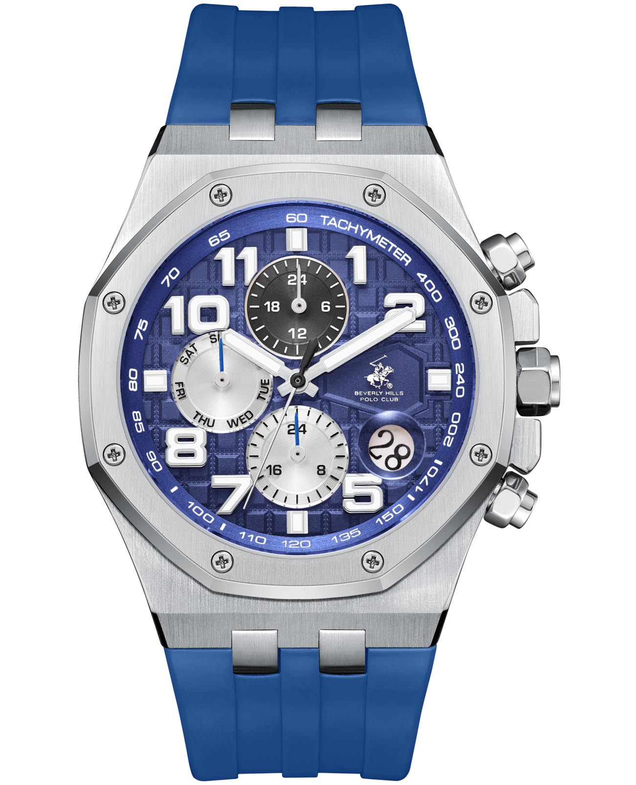Beverly Hills Polo Club Beverly Hills Polo Club BP3783X.399  BP3783X.399 кварцевые мужские часы синий циферблат, браслет каучук — вид спереди