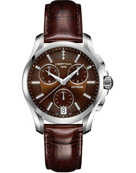 Certina Certina C004.217.16.296.00  C0042171629600 кварцевые женские часы коричневый циферблат, браслет кожаный — вид спереди