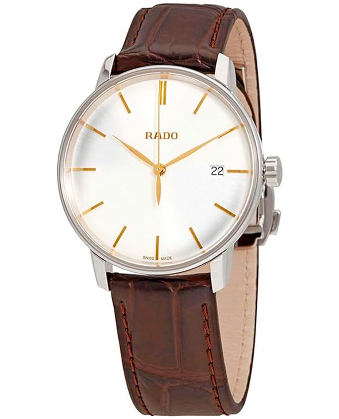 Rado Rado Coupole R22864035  R22864035 кварцевые мужские часы белый циферблат, браслет кожаный — вид спереди