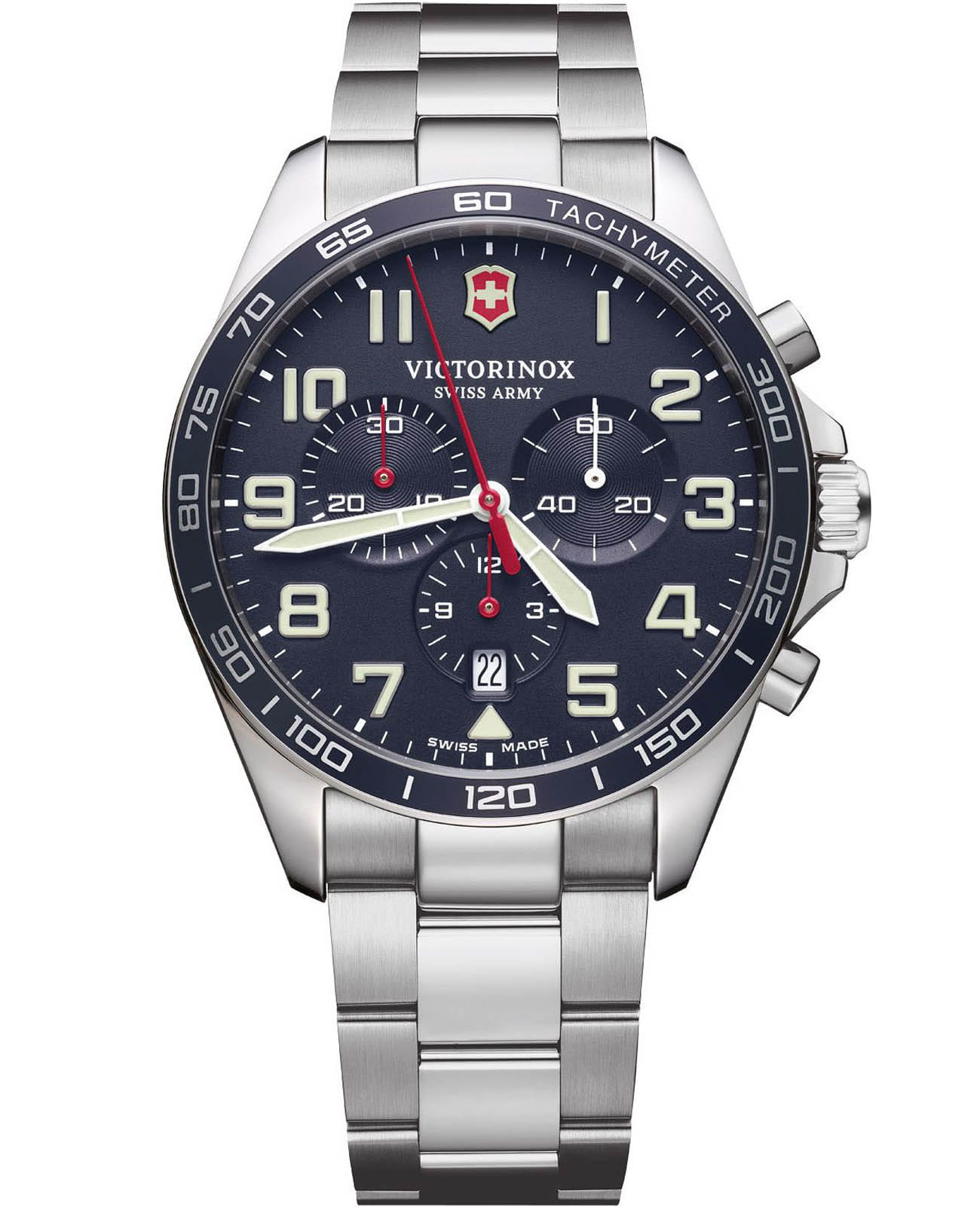 Victorinox Victorinox Fieldforce Chronograph 241857  241857 кварцевые мужские часы синий циферблат, браслет нержавеющая сталь — вид спереди