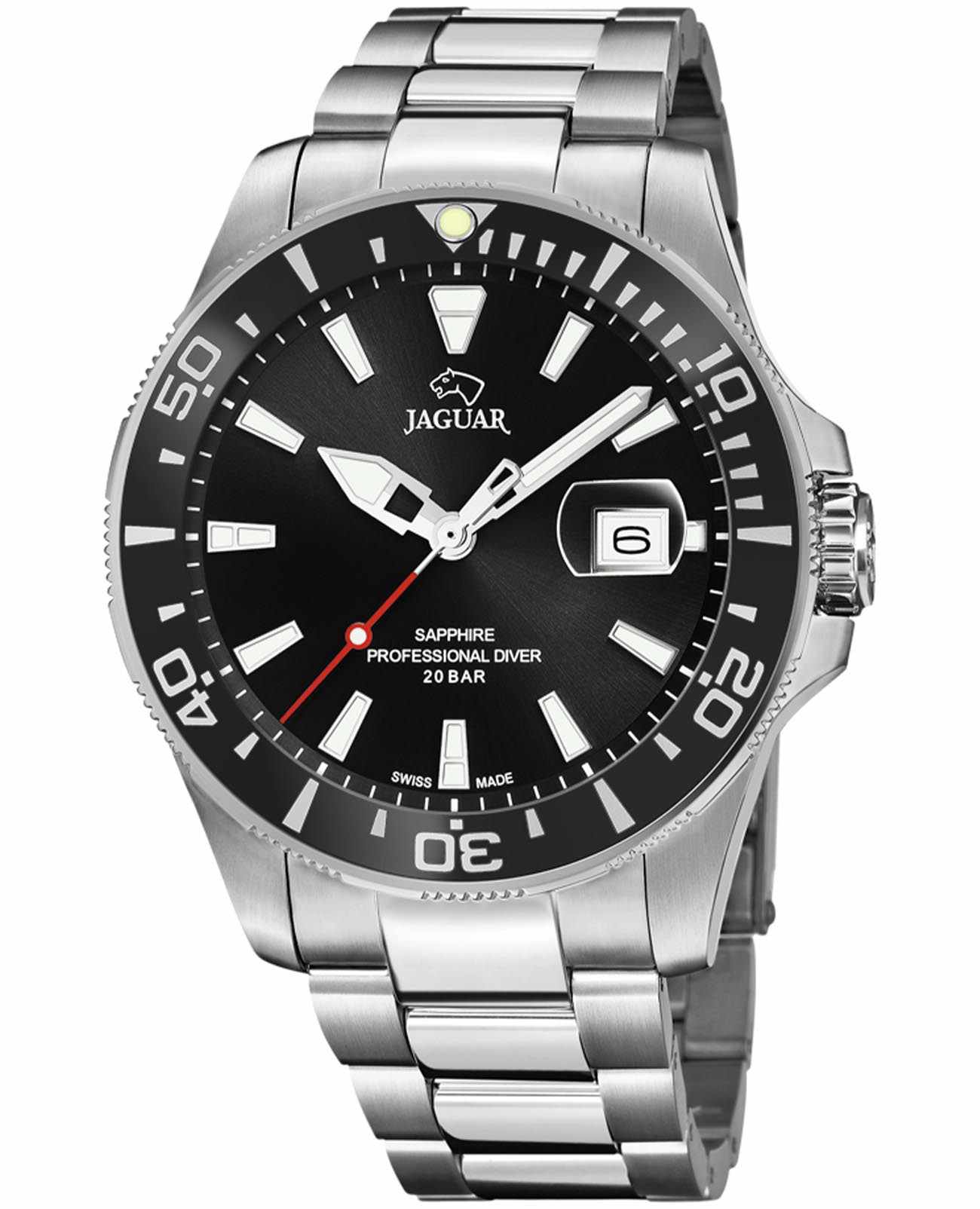 Jaguar Jaguar Executive Diver J860/D  J860/D кварцевые мужские часы черный циферблат, браслет нержавеющая сталь — вид спереди