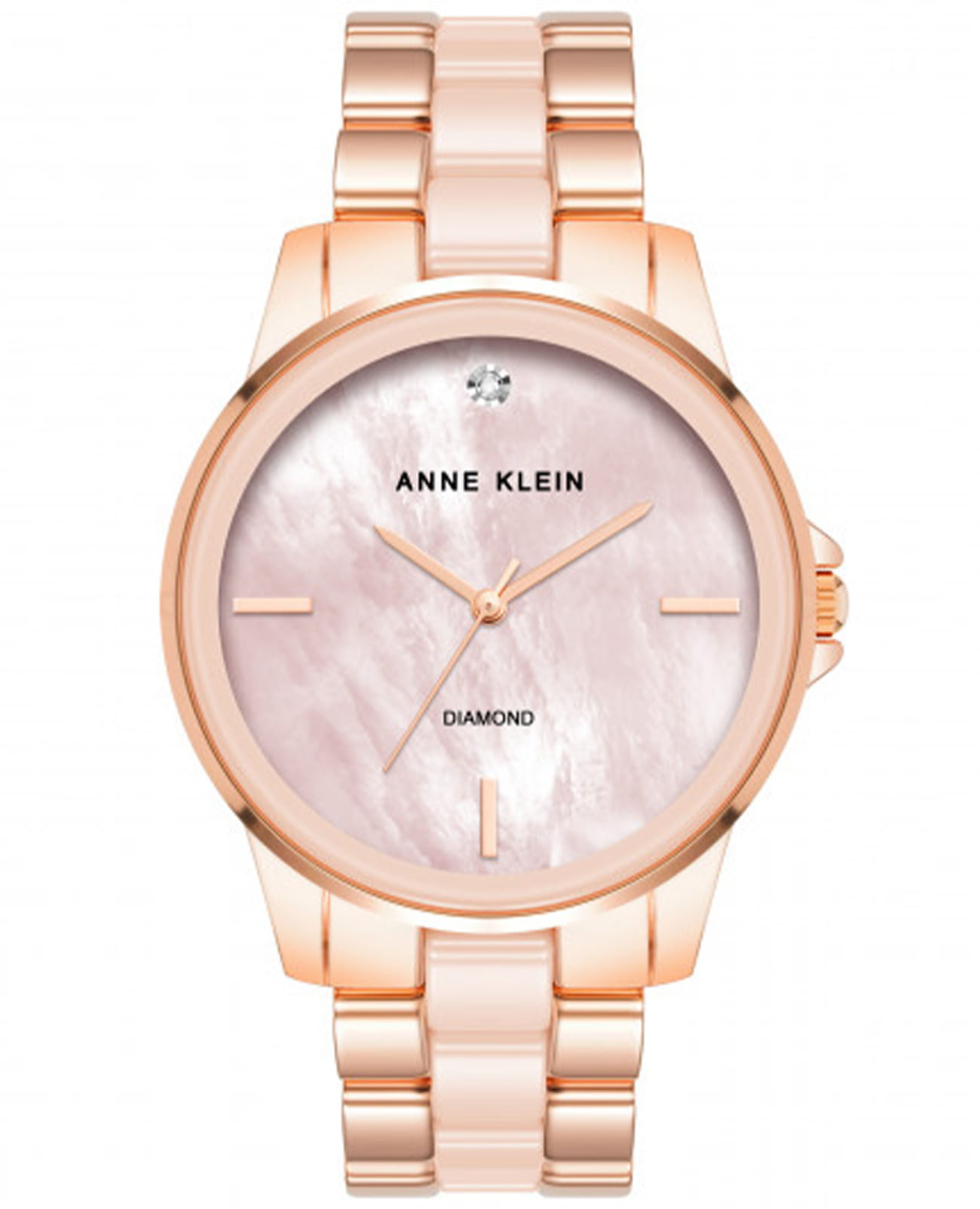 Anne Klein Anne Klein Ceramic Diamond 4120BHRG  4120BHRG кварцевые женские часы перламутровый циферблат, браслет сталь с ip покрытием + керамика — вид спереди